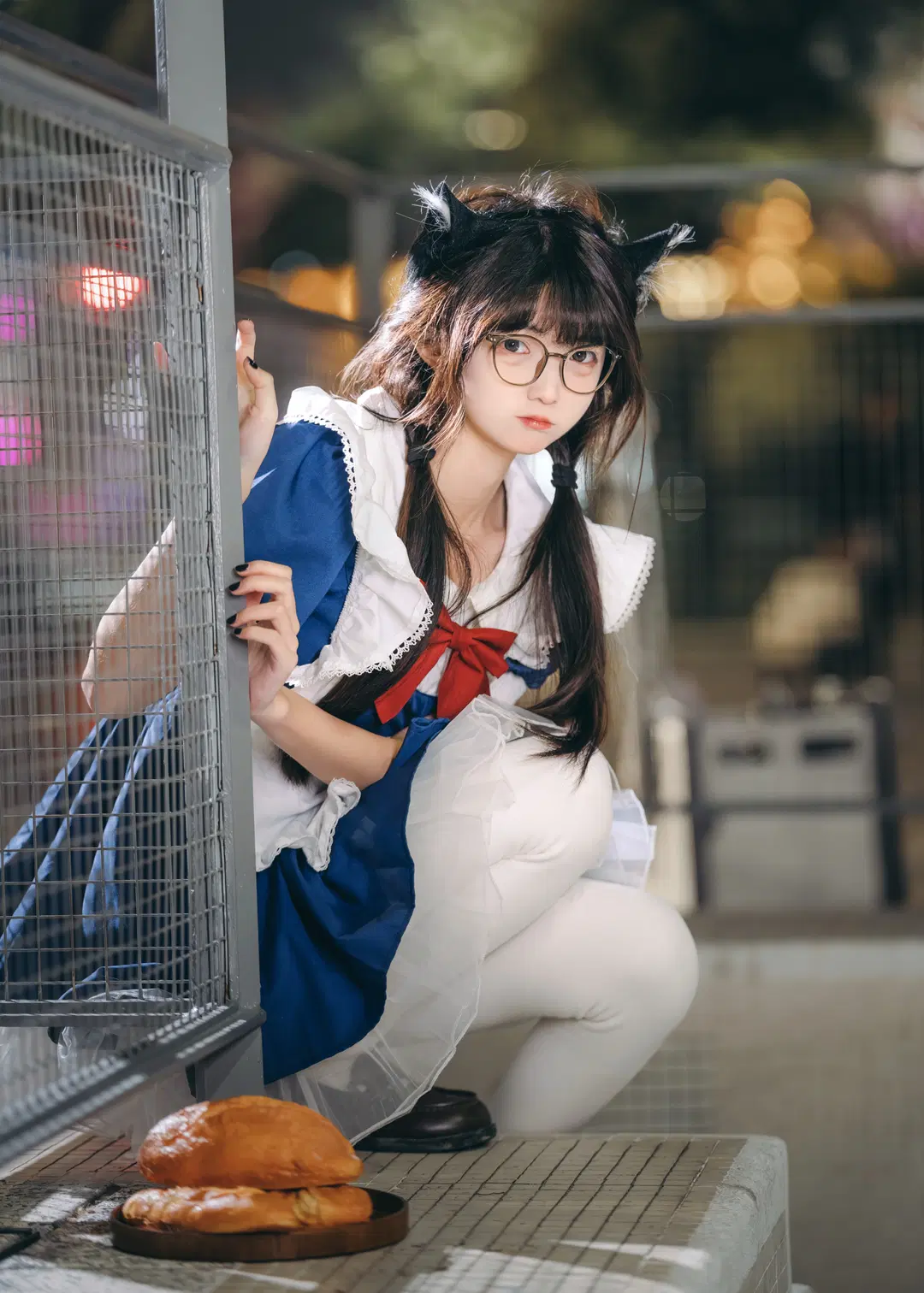 Nightscape Catgirl Maid Outfit: The Sweet-and-Cool Contrast on Industrial-Style Stairs by 乌龙茶茶 - Image 5