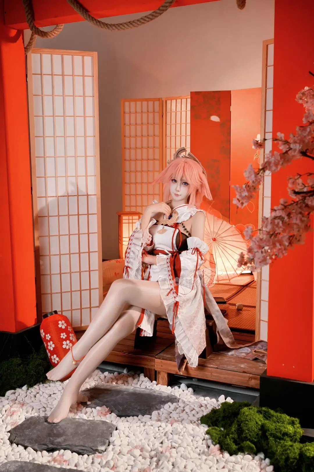 【八重神子cos】原神粉發和風少女 - 白昼泠泠 - 第2張