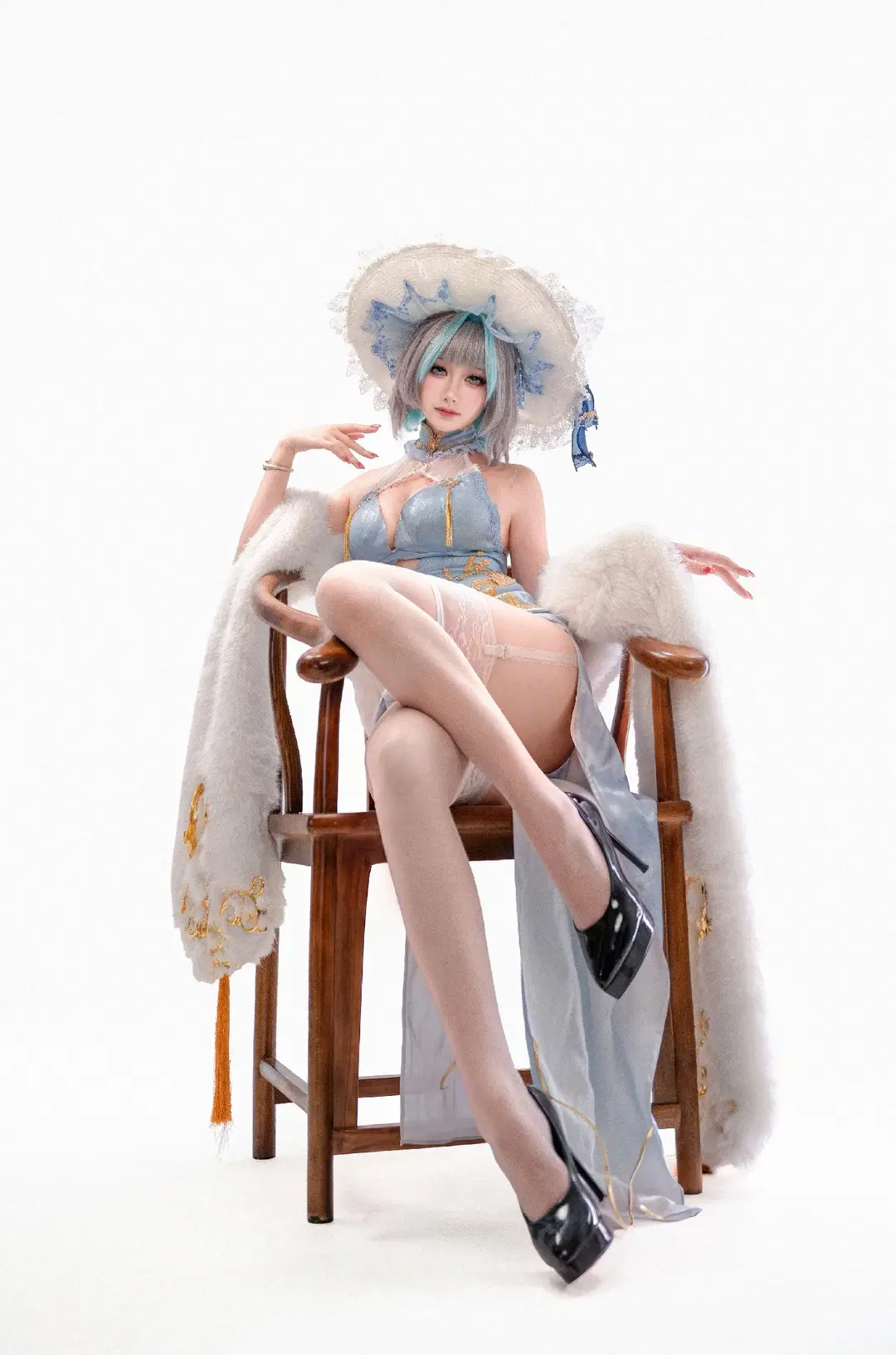 [Cheshire Cosplay] Azur Lane cheongsam rejected drafts: White studio photoshoot diary by 夏夏夏夏十一 - Image 2