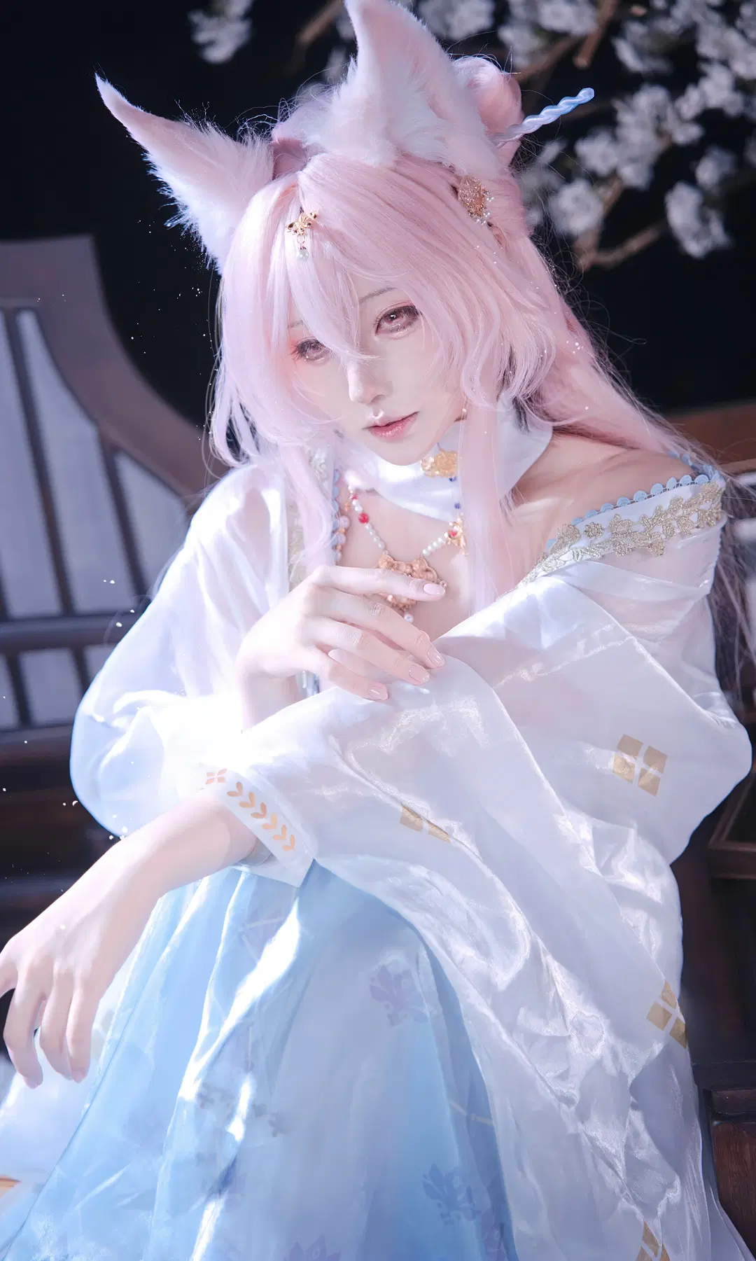 明日方舟, 古风cos, 兽耳cos, 粉色头发, 行梦侧畔cos