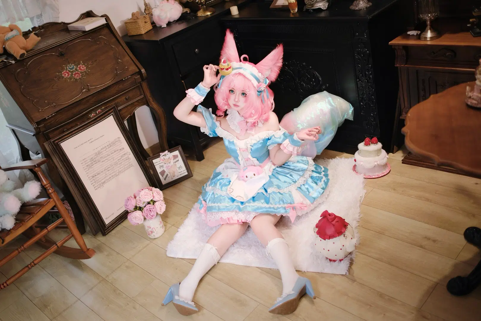 【美樂蒂妲己cos】王者榮耀粉色甜心降臨復古莊園 - 夏沐会不会打光 - 第5張