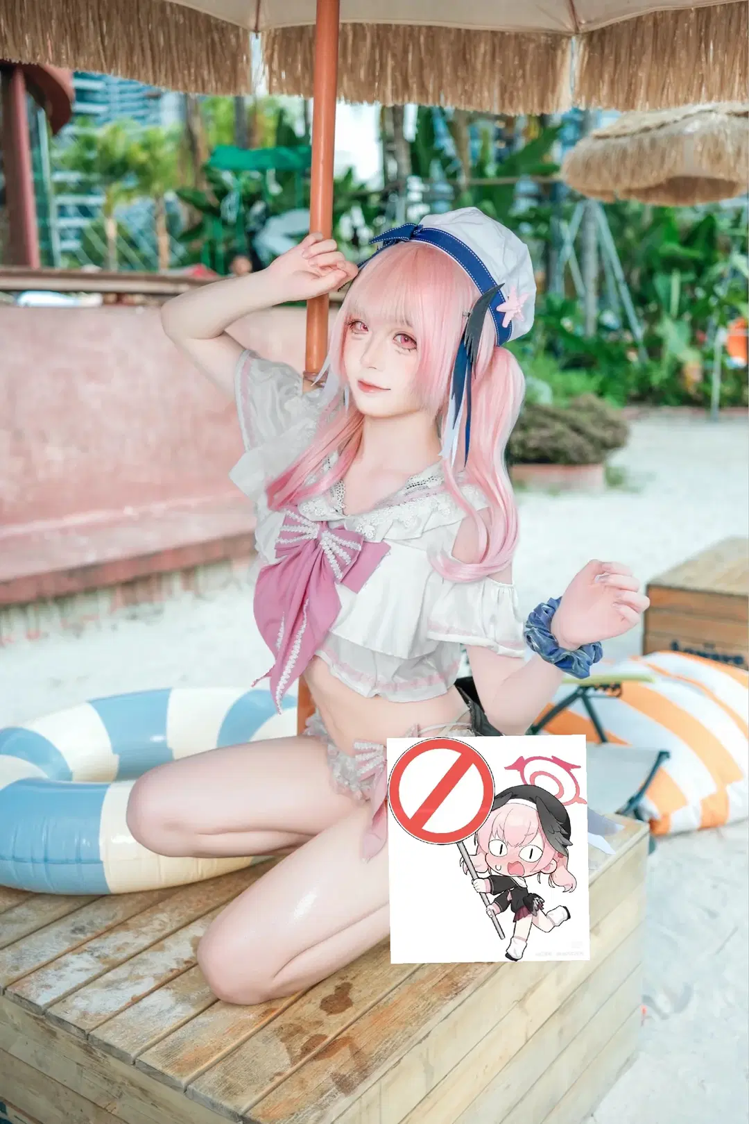 【下江小春cos】蔚蓝档案沙滩的粉色甜心 - 蒜Suan - 第3张