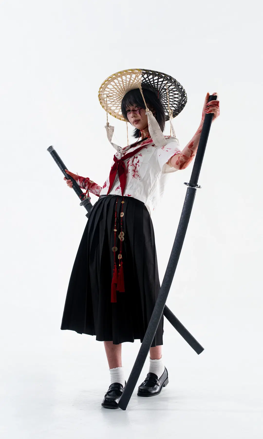 水手服, 白棚摄影, 战损妆, 和风少女, 武士刀