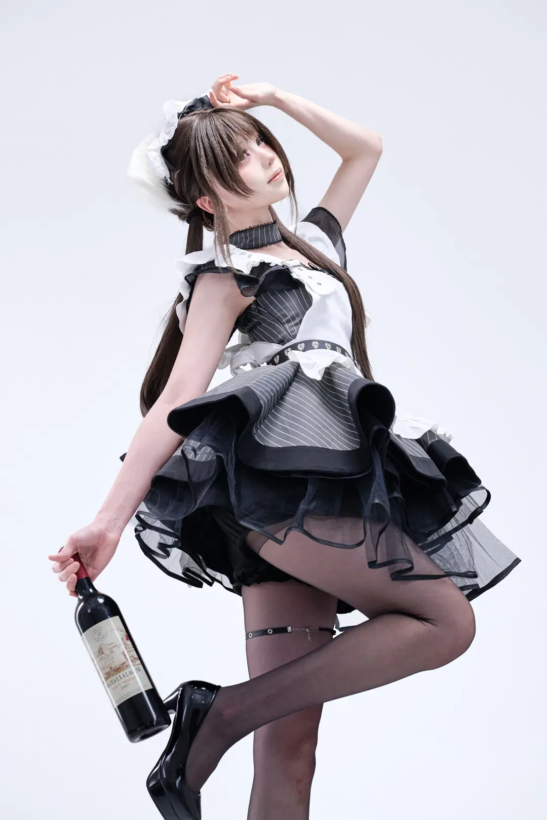 哥特风, 女仆至上主义, 女仆装cos, 棚拍写真, 黑丝美腿