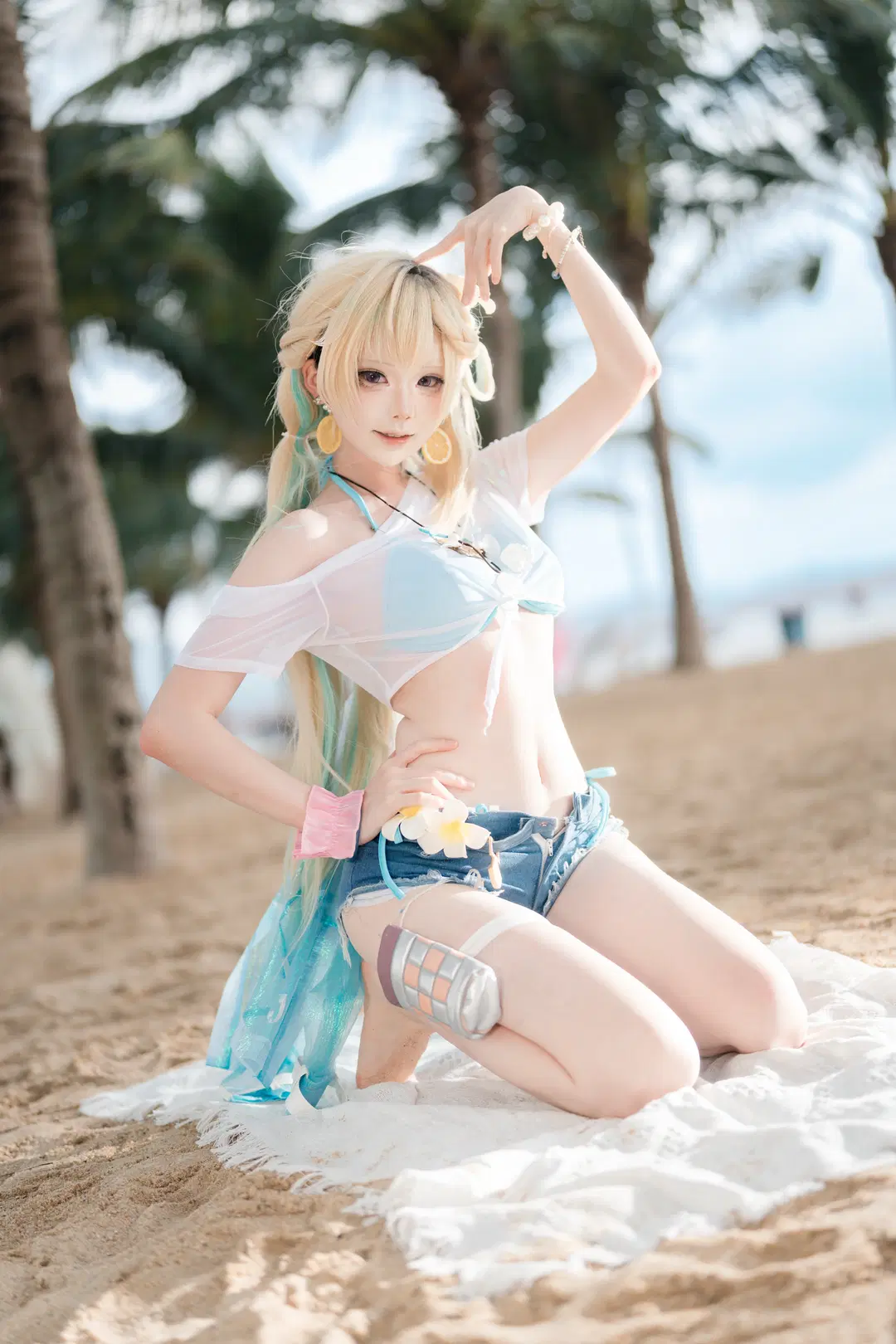 【リンネー先輩コスプレ】『鳴潮』ビーチで過ごす夏のカジュアルポートレート - 肉松 - 4枚目