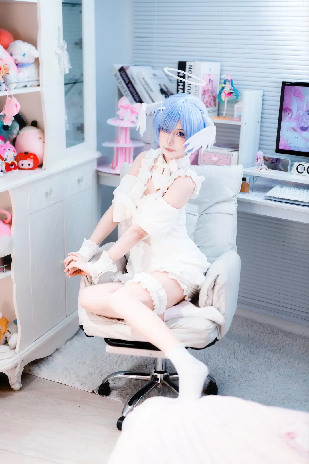 cosplay, 蕾姆cos, 白丝, Re:从零开始的异世界生活, 内景单灯