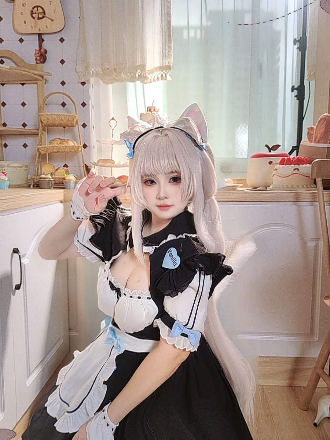 二次元摄影, 猫耳, 女仆装, 香子兰cos, 猫娘乐园