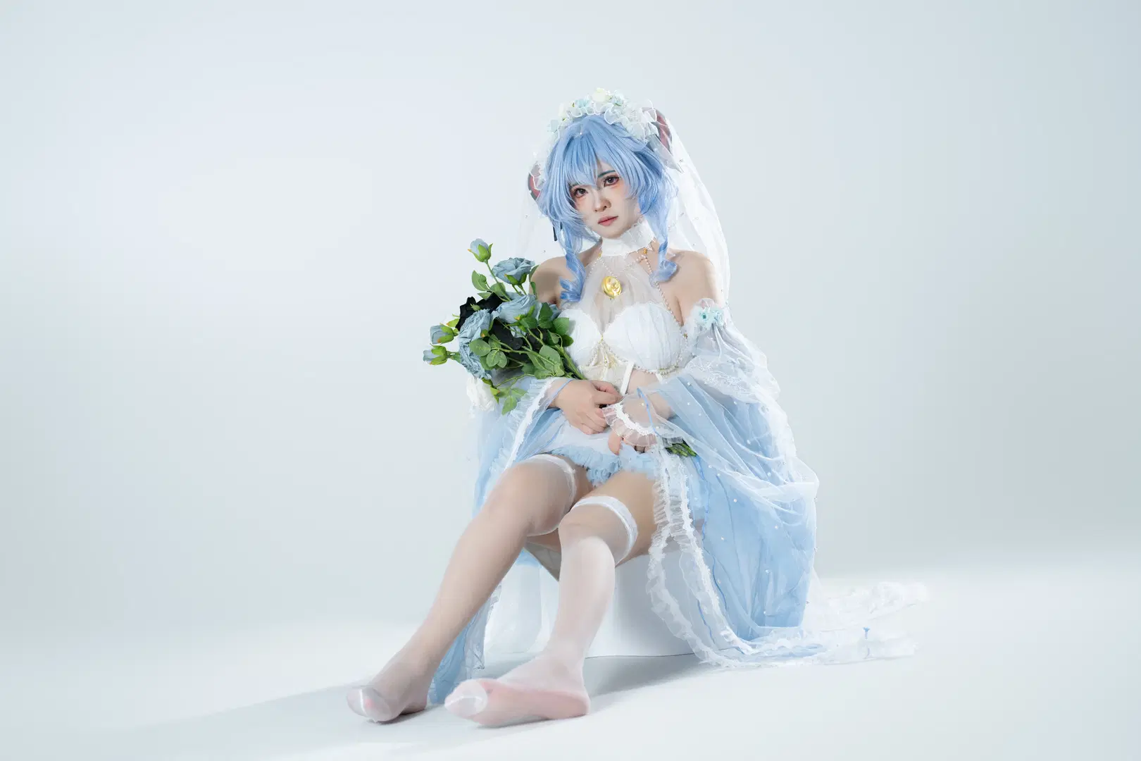 原神, 甘雨cos, 白丝, cosplay分享, 白棚摄影