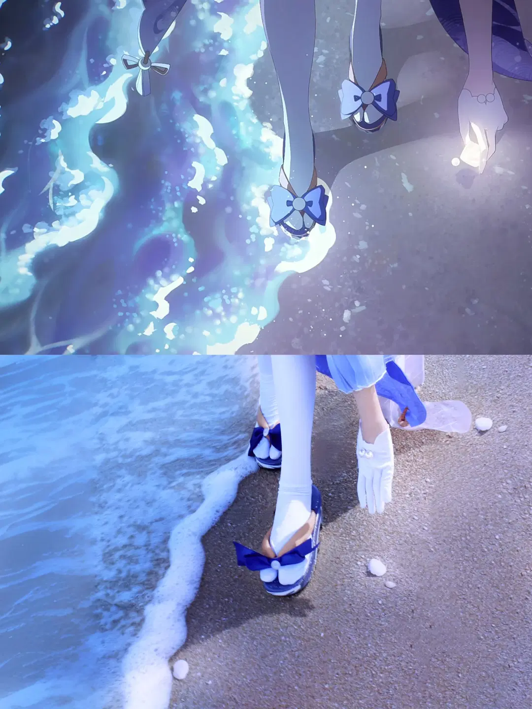 原神, cos正片, 珊瑚宫心海cos, 白丝, 海滩cos