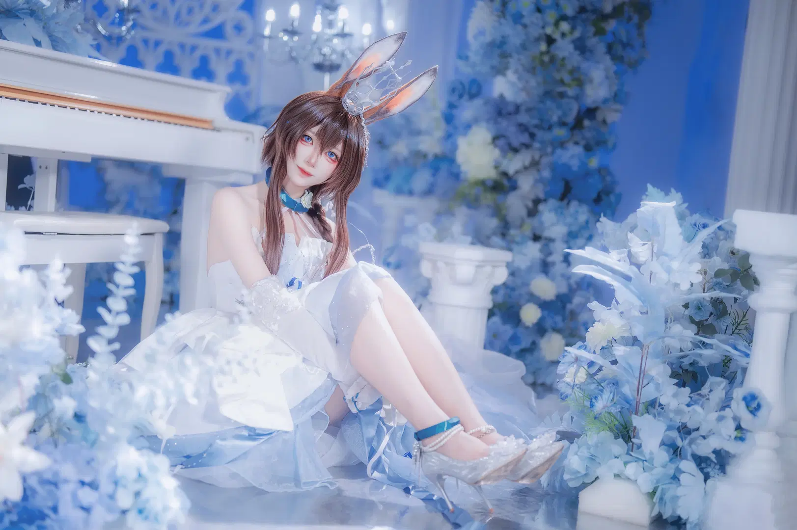 [Amiya cosplay] Arknights Ambience Synesthesia dreamy white-and-blue dreamy gown by 圣骑绯月 - Image 10