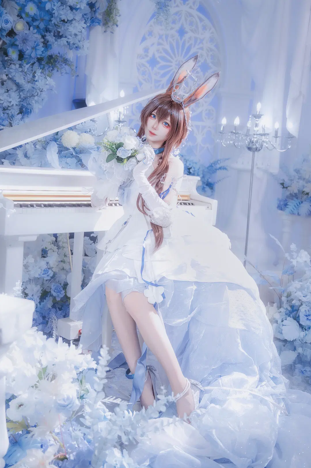 [Amiya cosplay] Arknights Ambience Synesthesia dreamy white-and-blue dreamy gown by 圣骑绯月 - Image 2