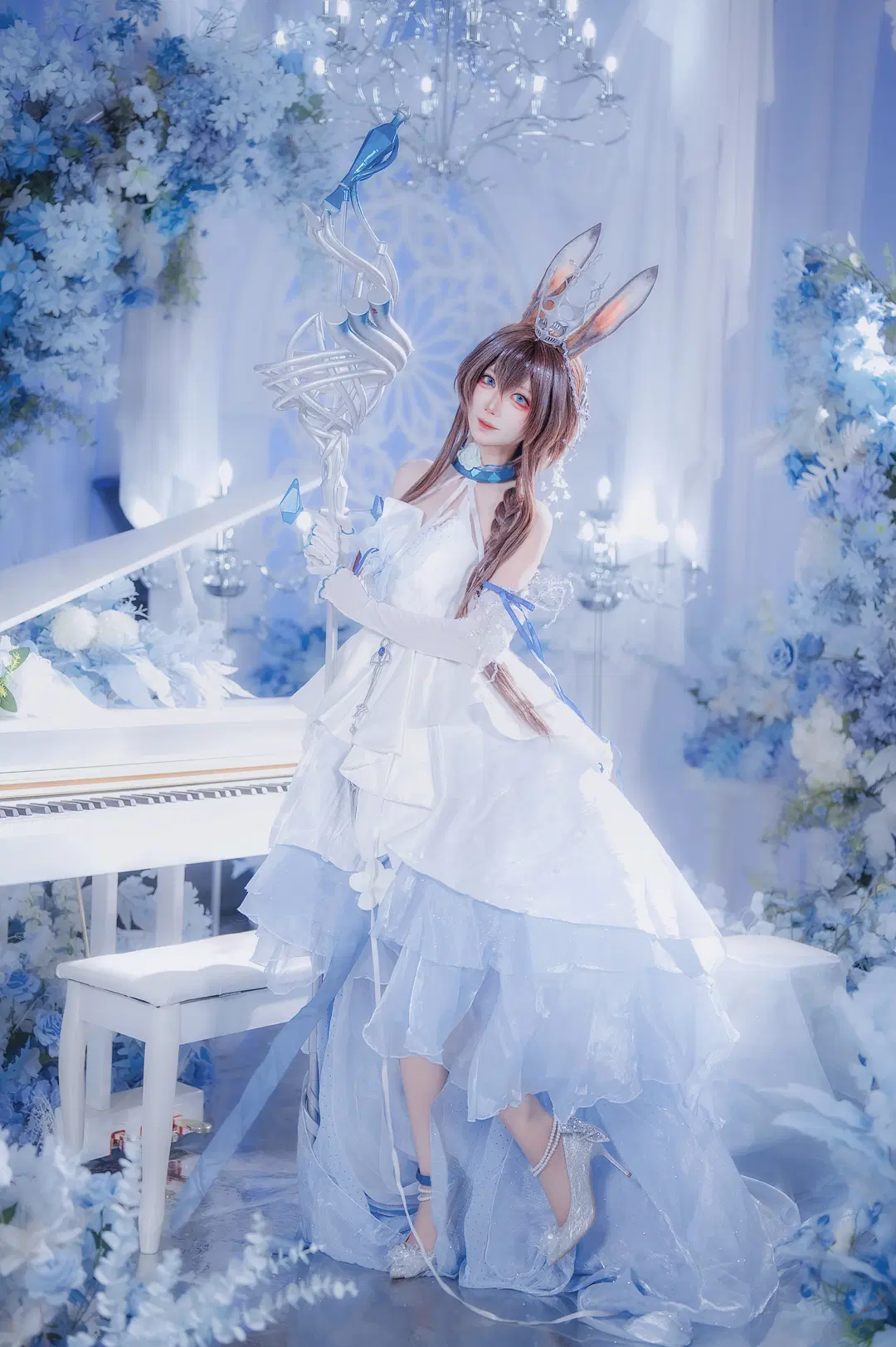 [Amiya cosplay] Arknights Ambience Synesthesia dreamy white-and-blue dreamy gown by 圣骑绯月 - Image 5
