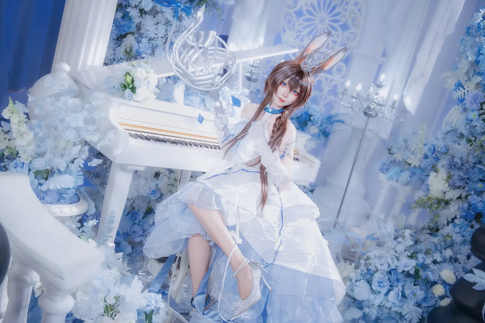 Arknights, Ambience Synesthesia, Amiya cosplay, Bunny ears, dreamy gown