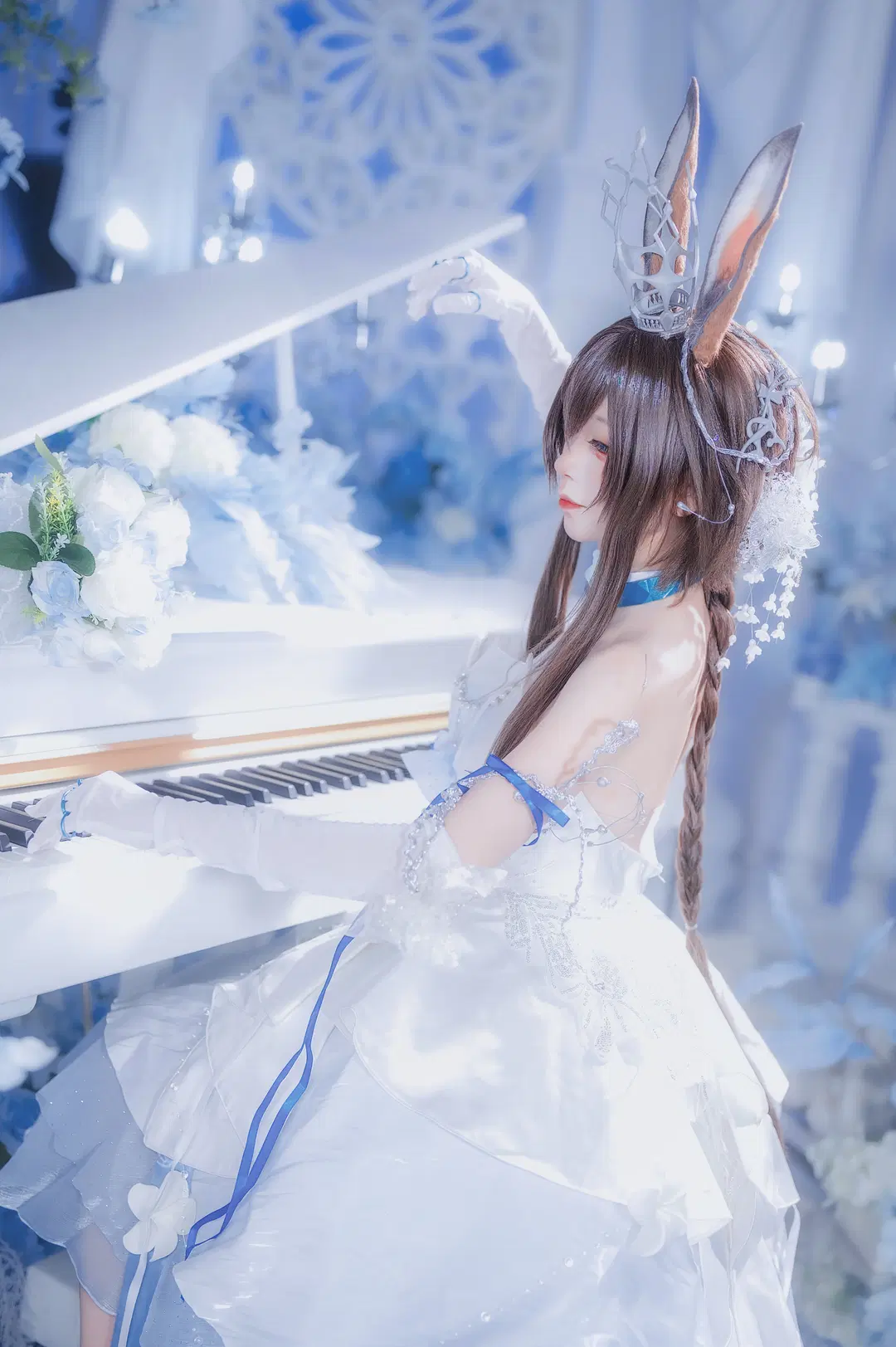 [Amiya cosplay] Arknights Ambience Synesthesia dreamy white-and-blue dreamy gown by 圣骑绯月 - Image 7
