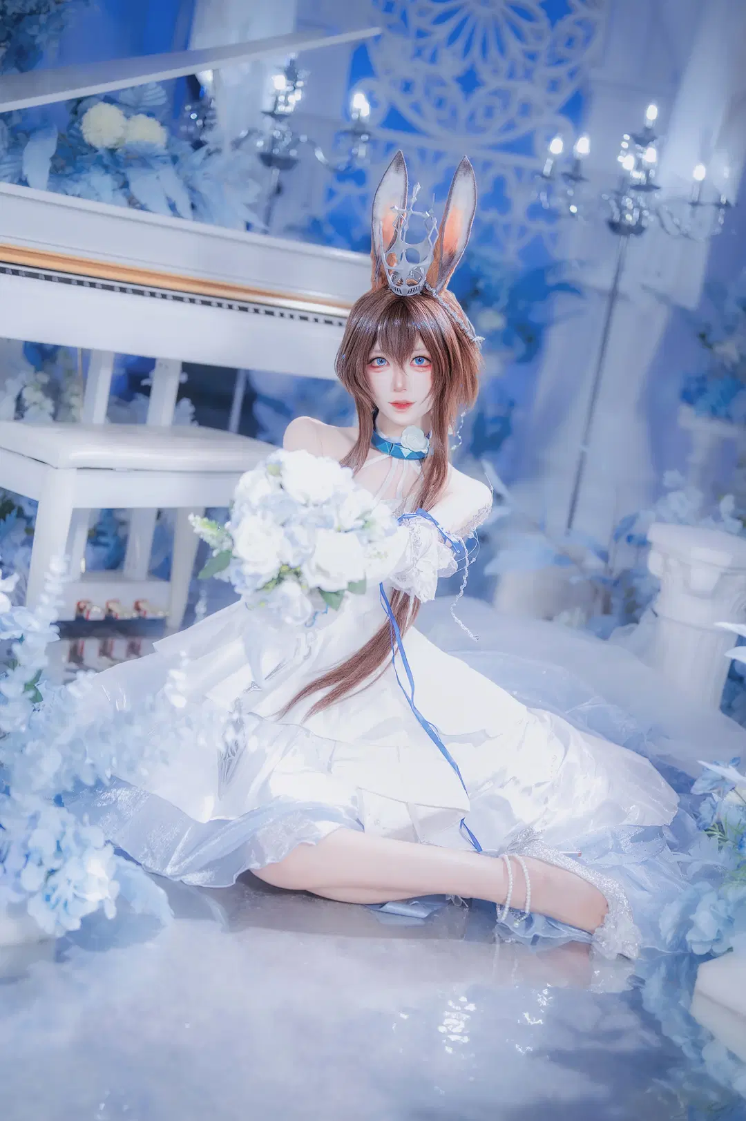 [Amiya cosplay] Arknights Ambience Synesthesia dreamy white-and-blue dreamy gown by 圣骑绯月 - Image 8