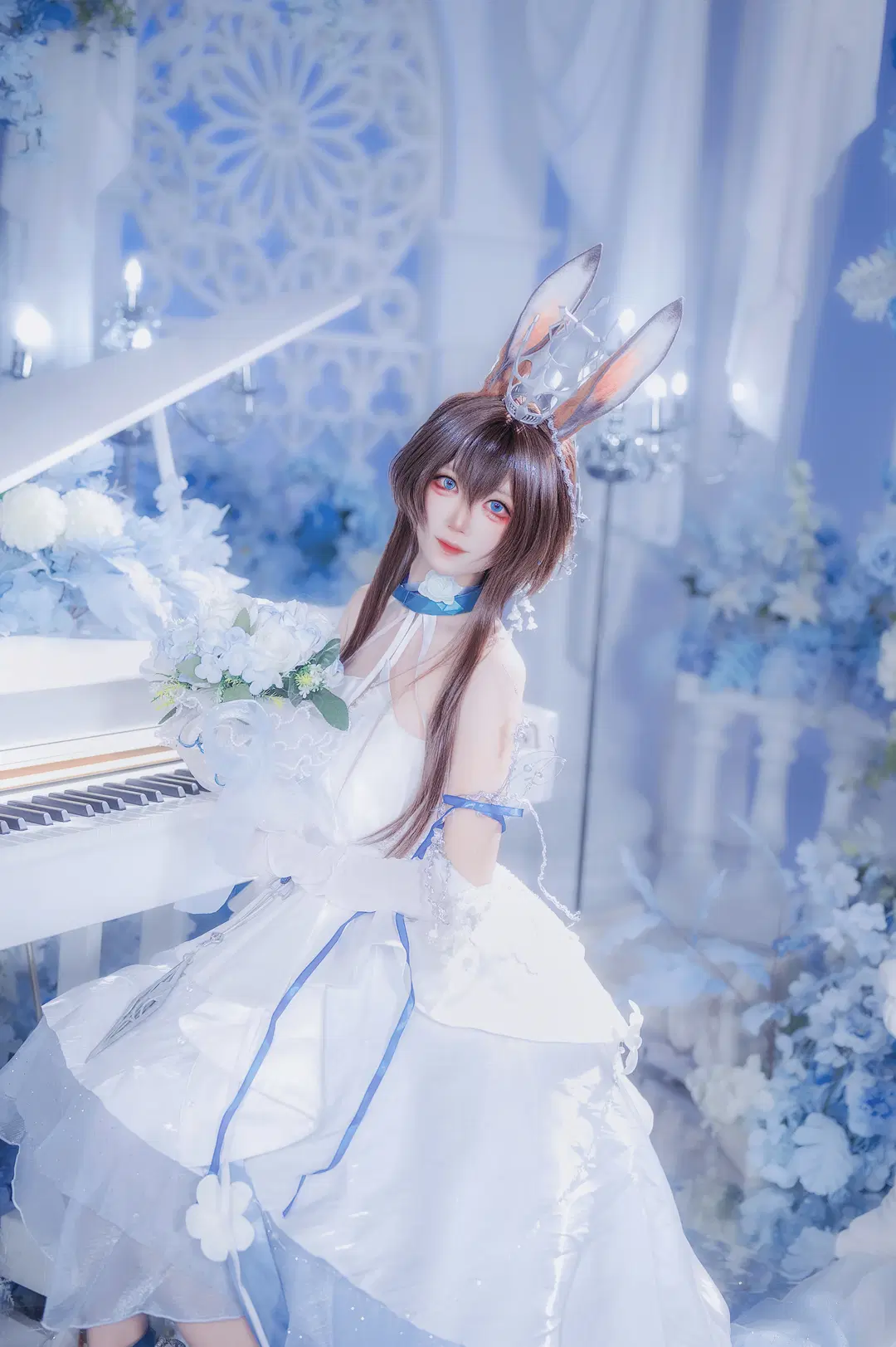 [Amiya cosplay] Arknights Ambience Synesthesia dreamy white-and-blue dreamy gown by 圣骑绯月 - Image 9