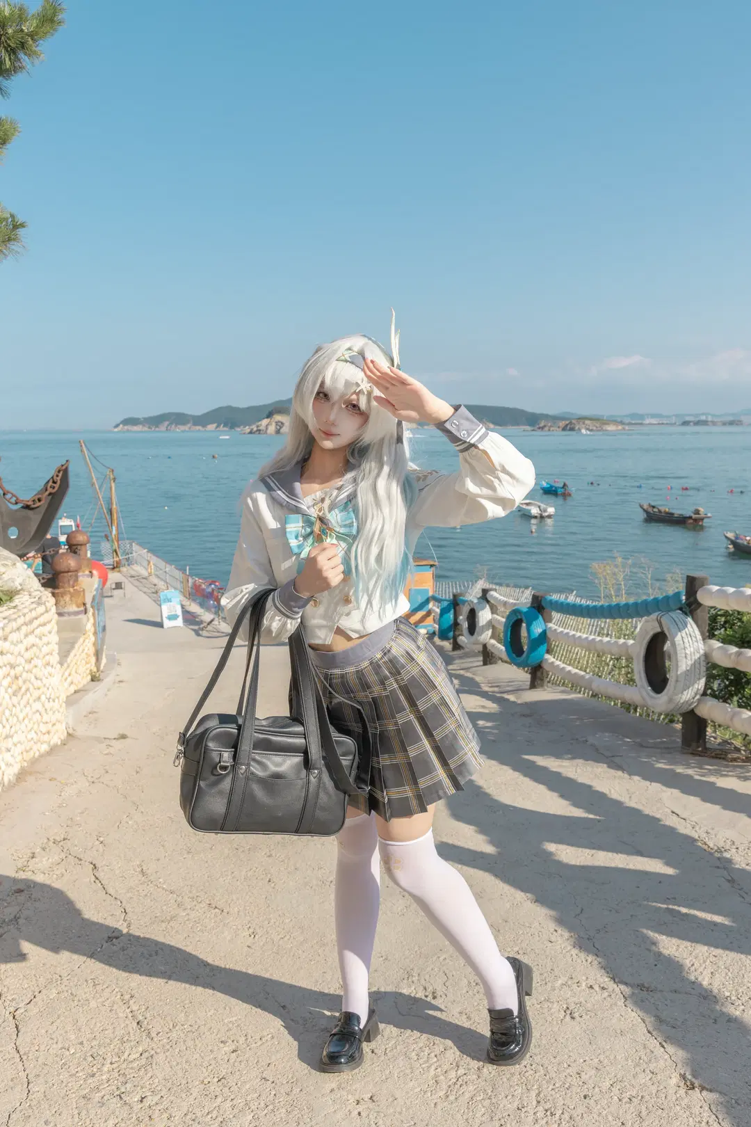 崩坏星穹铁道, 流萤cos, 二次元cos, 白丝, 海边写真