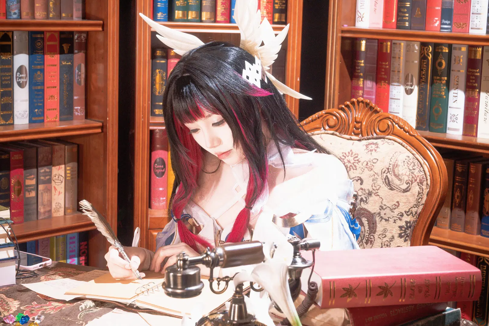 【哥倫比婭cos】復古書房與燭光裡的靜謐時刻 - 好想吃饭 - 第2張