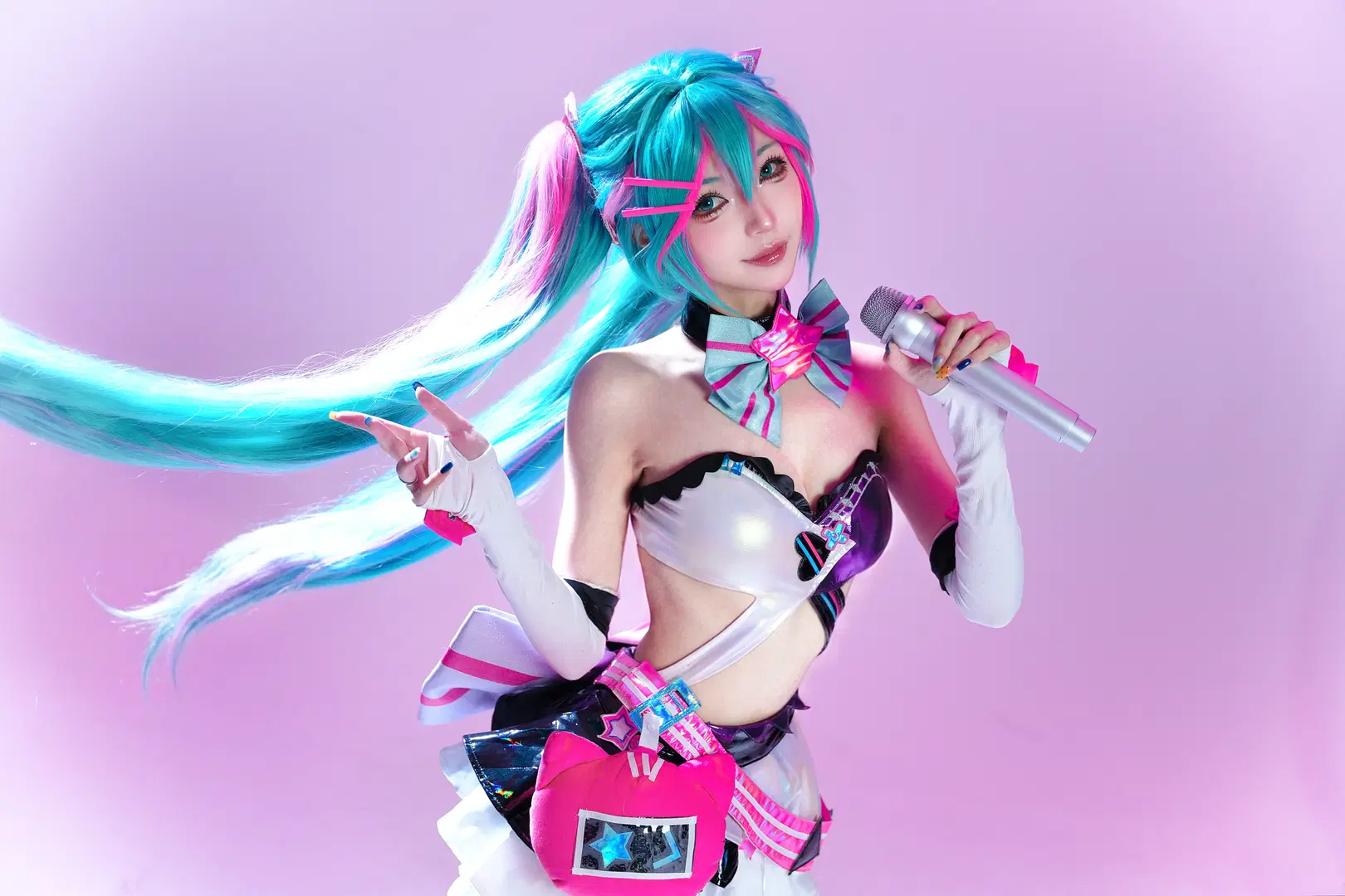 【初音ミク コスプレ】『ミューズダッシュ』コラボのピンクステージスタイル - 时雨 - 12枚目
