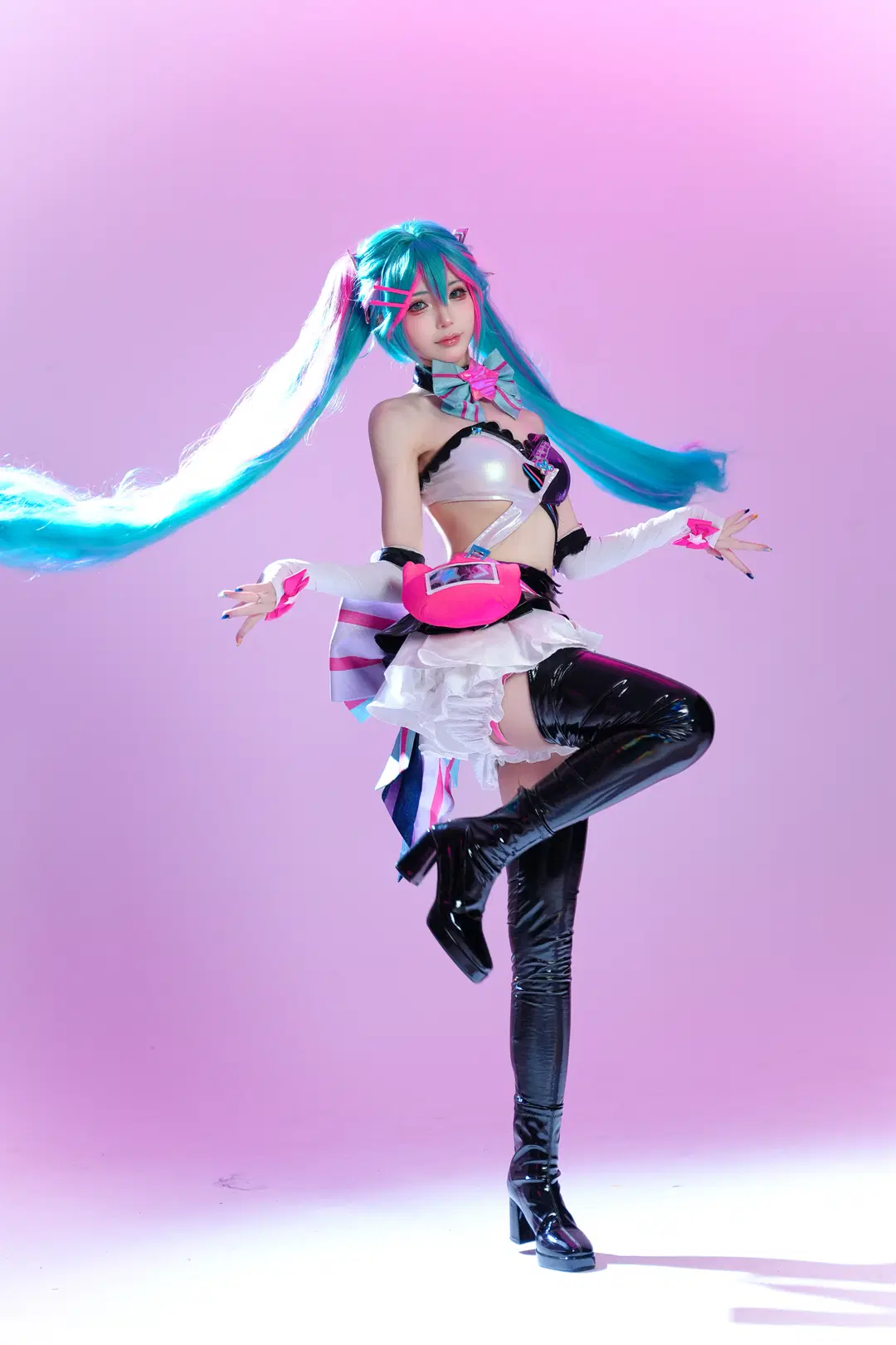 【初音ミク コスプレ】『ミューズダッシュ』コラボのピンクステージスタイル - 时雨 - 3枚目