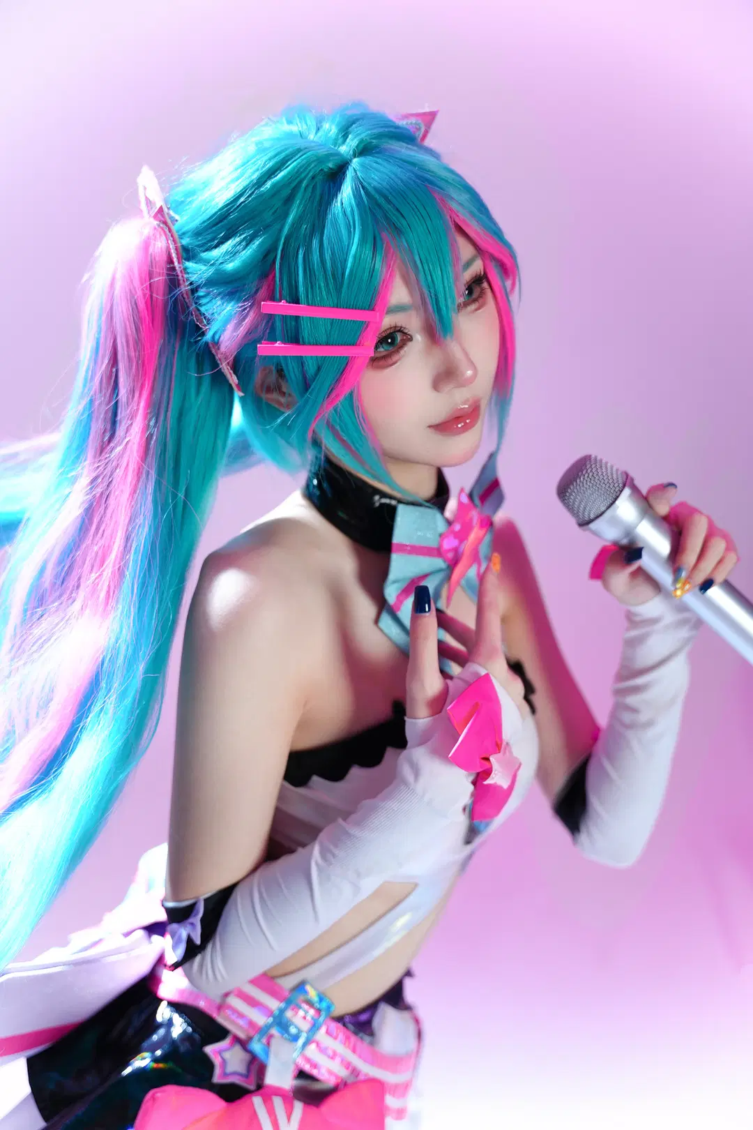 【初音ミク コスプレ】『ミューズダッシュ』コラボのピンクステージスタイル - 时雨 - 7枚目