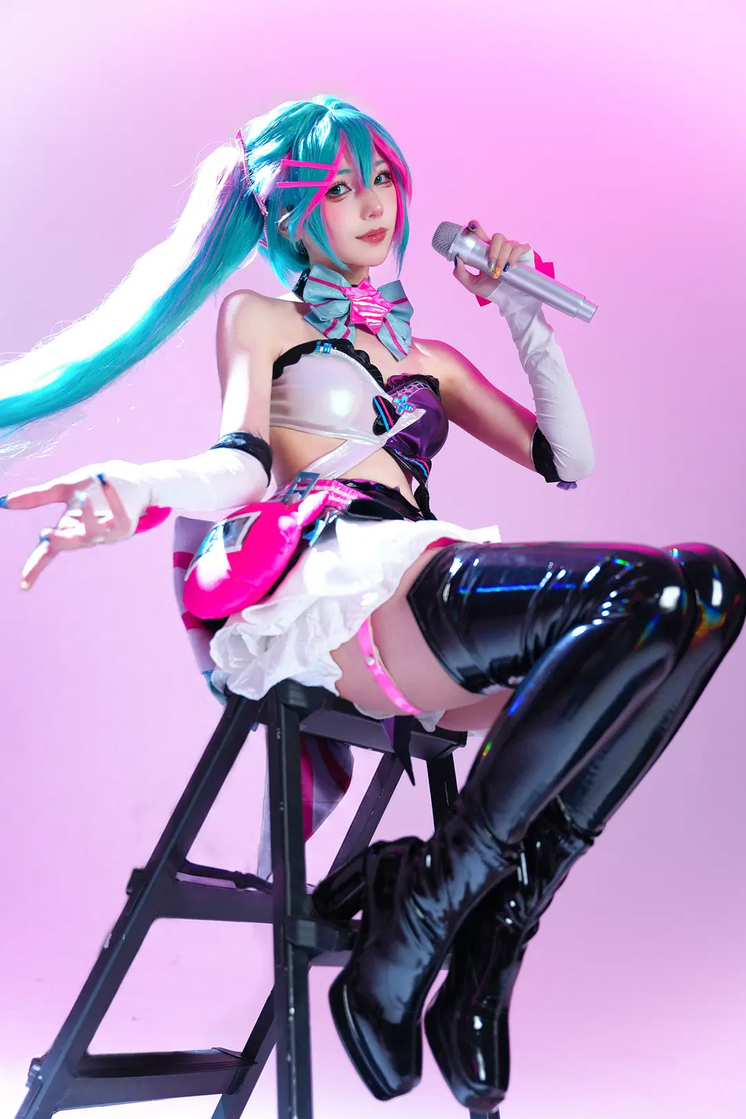 【初音ミク コスプレ】『ミューズダッシュ』コラボのピンクステージスタイル - 时雨 - 8枚目