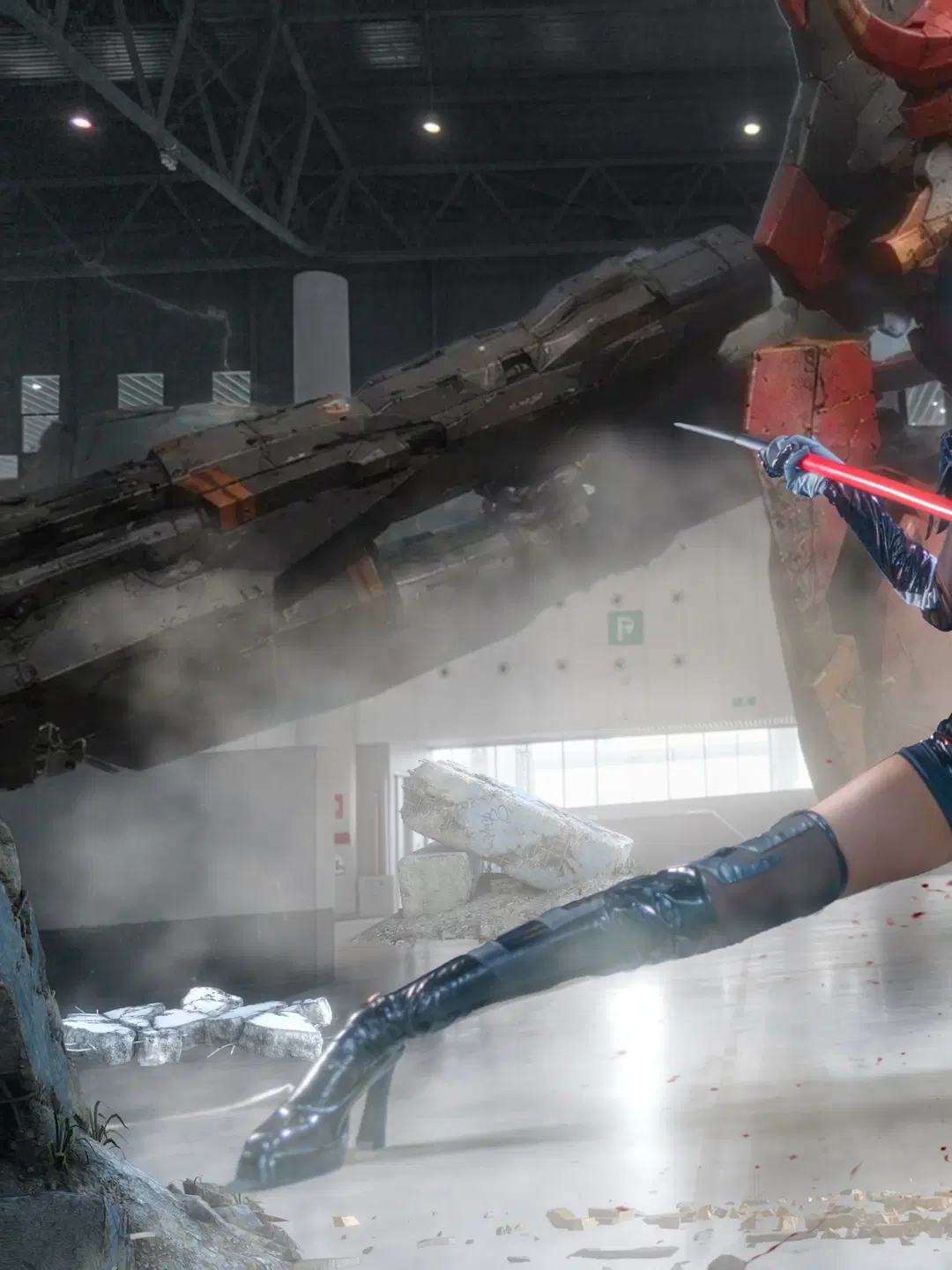 【綾波レイコスプレ】『新世紀エヴァンゲリオン』廃工場の光影に佇む戦闘速報写真 - 明天吃什么📷（蹲合作coser版） - 2枚目