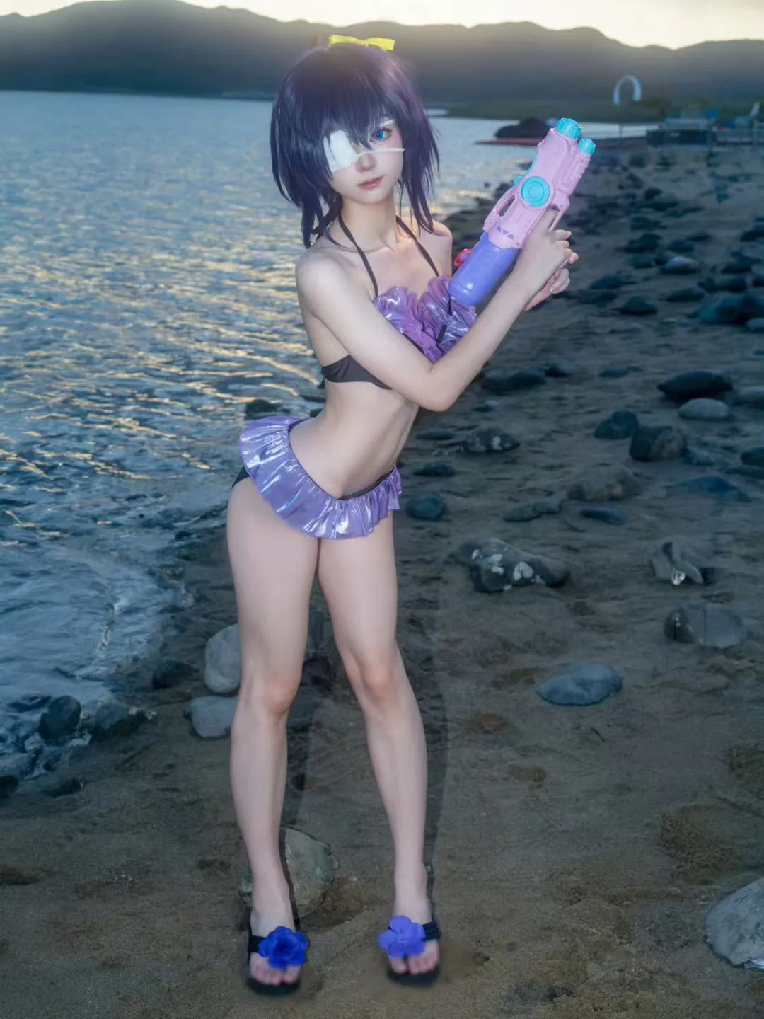 [Takanashi Rikka cosplay] Purple Swimsuit Photoshoot by the Dark Waterside by Eternity. - Image 2
