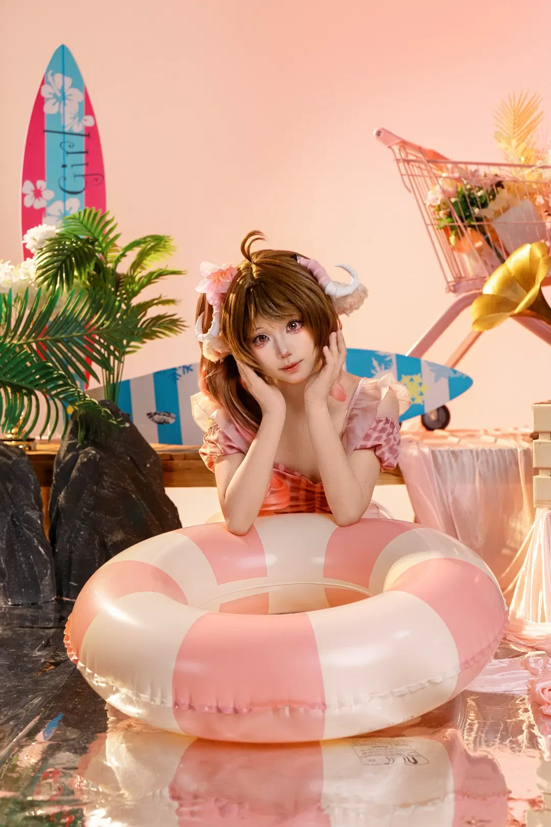 【エイヤフィヤトラ コスプレ】ピンクの砂浜で感じる夏の涼やかさ - pzzz - 3枚目