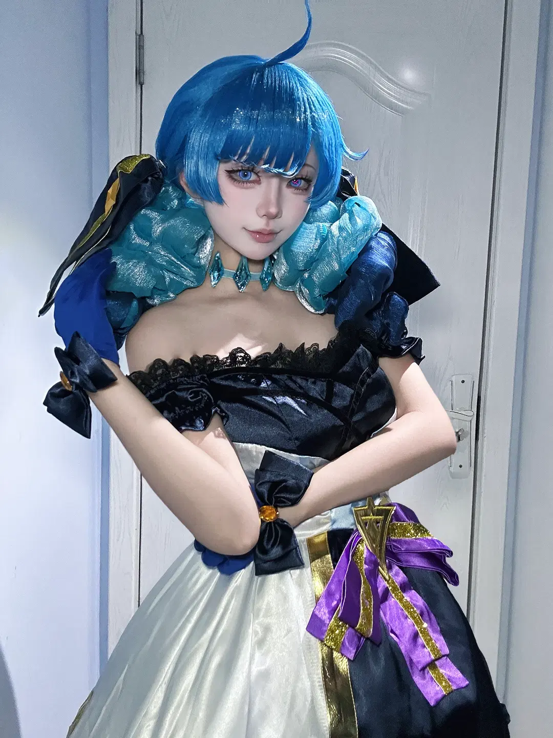 二次元cosplay, 蓝发少女, 英雄联盟, 格温cos, 金铲铲之战