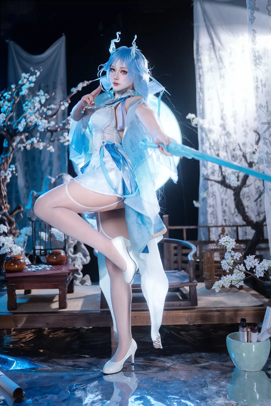 鳴潮, 白ストッキング, 中国風コスプレ, ゲームコスプレ, 清宵コスプレ