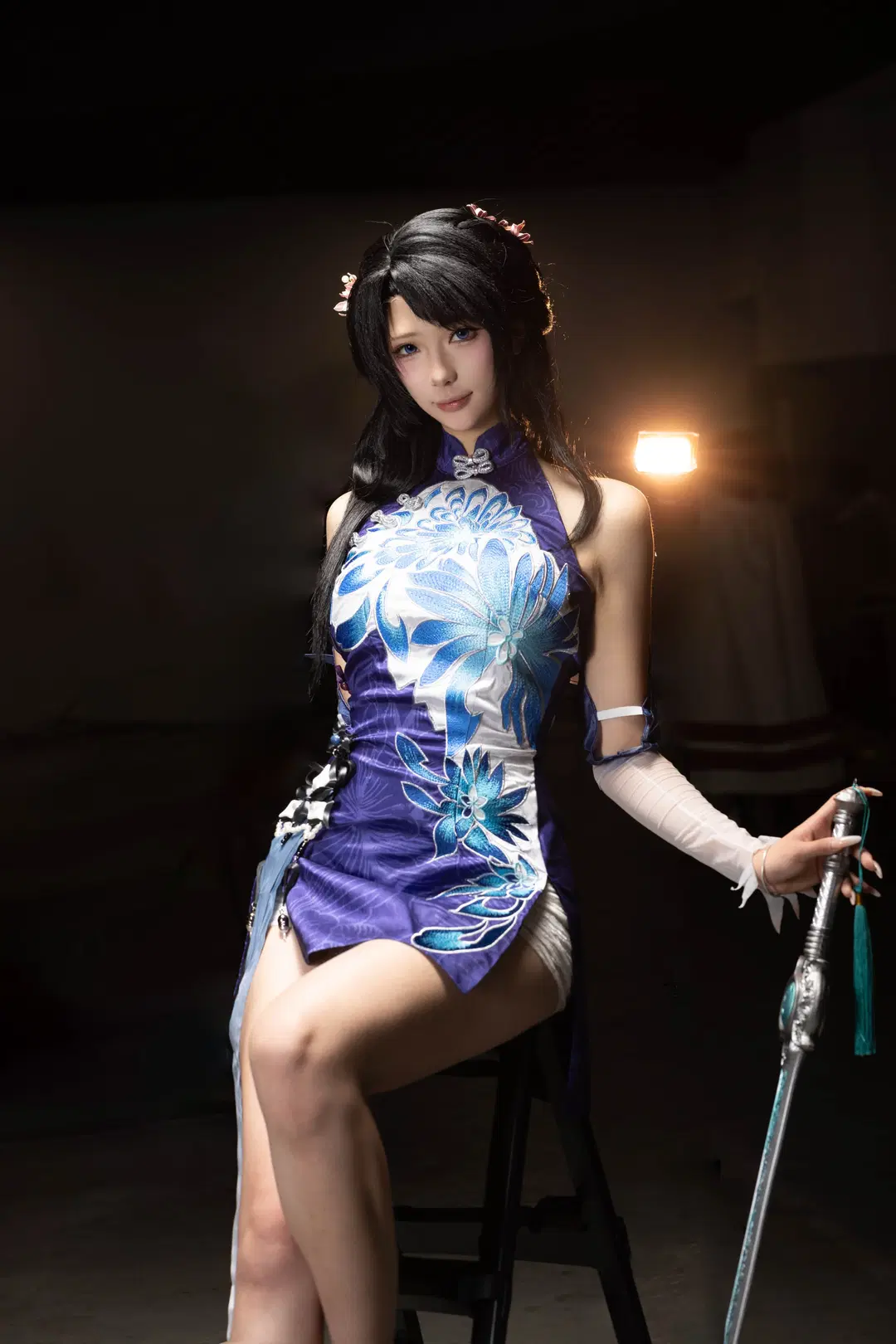 殷紫萍cos, 古风cos, 白丝, 国风旗袍, 兰亭月