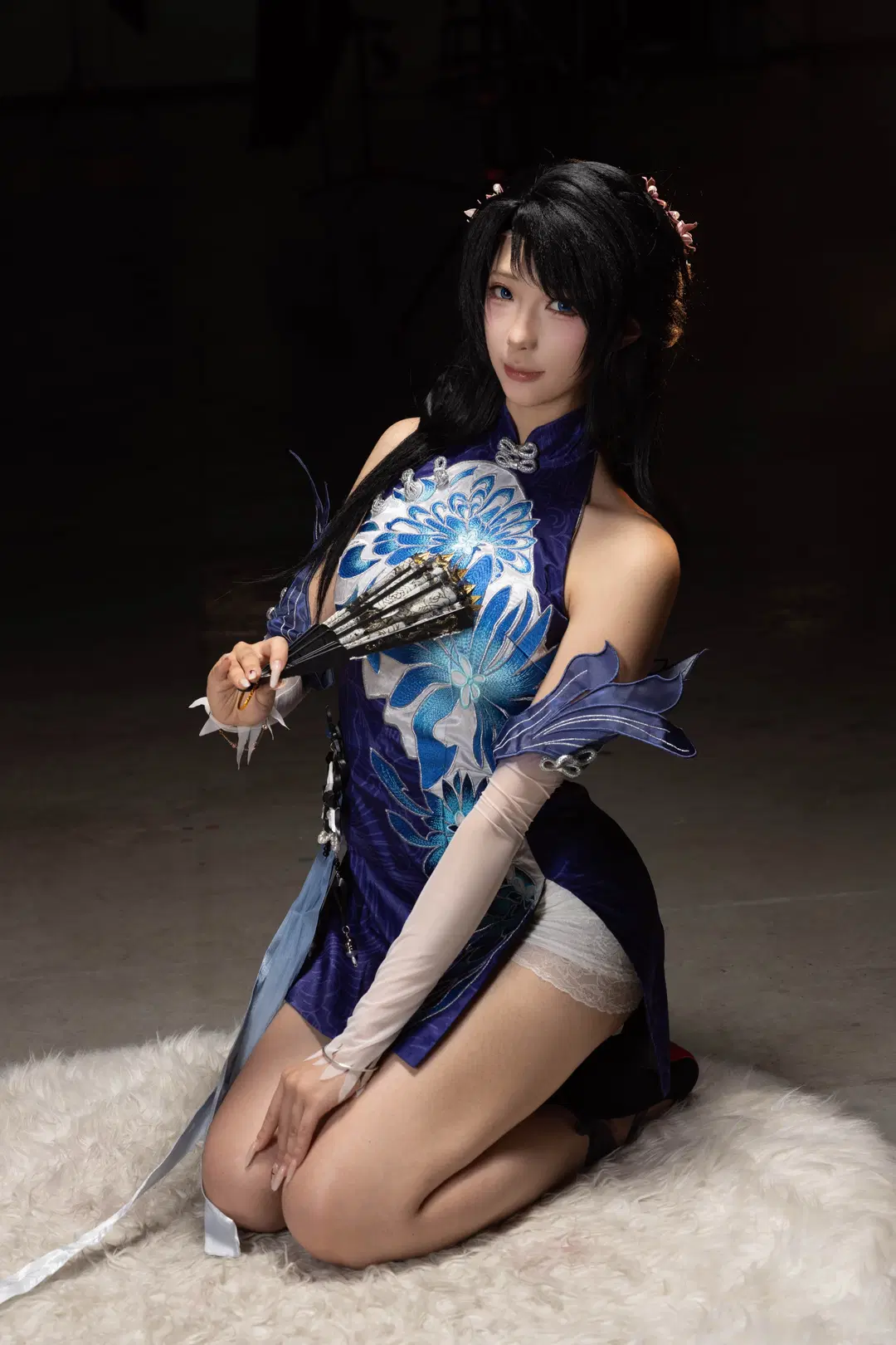 [Yin Ziping cosplay] Lanting Yue's blue-and-purple Traditional Chinese style Qipao paired with a long sword maxes out the atmospheric vibe by 清风摄影人V - Image 6