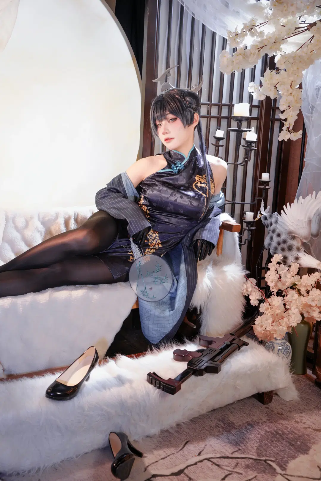 【龙华妃咲cos】蔚蓝档案的旗袍黑丝搭配真的太绝了 - quanquan - 第4张