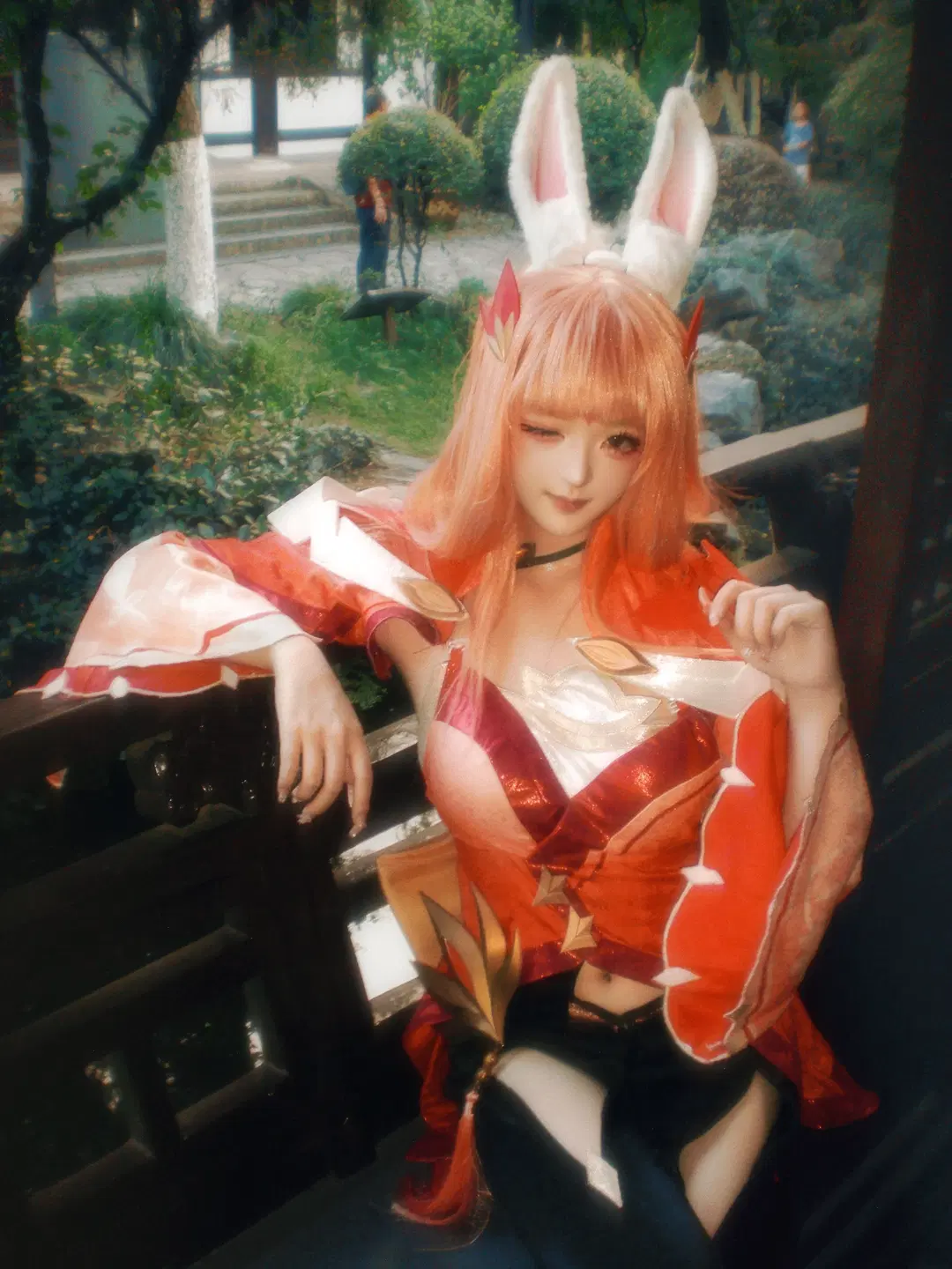 公孫離コスプレ, 中国風コスプレ, うさ耳コスプレ, 油紙の傘, ストッキング