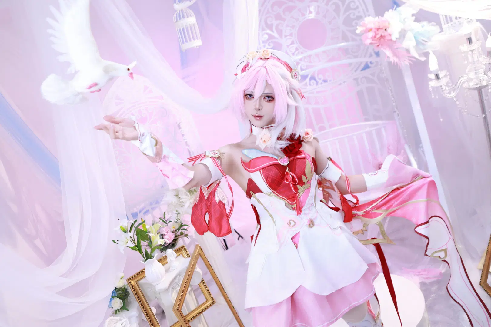 【愛莉希雅cos】崩壞三愛願妖精的粉白夢幻視覺 - 玖煵 - 第6張