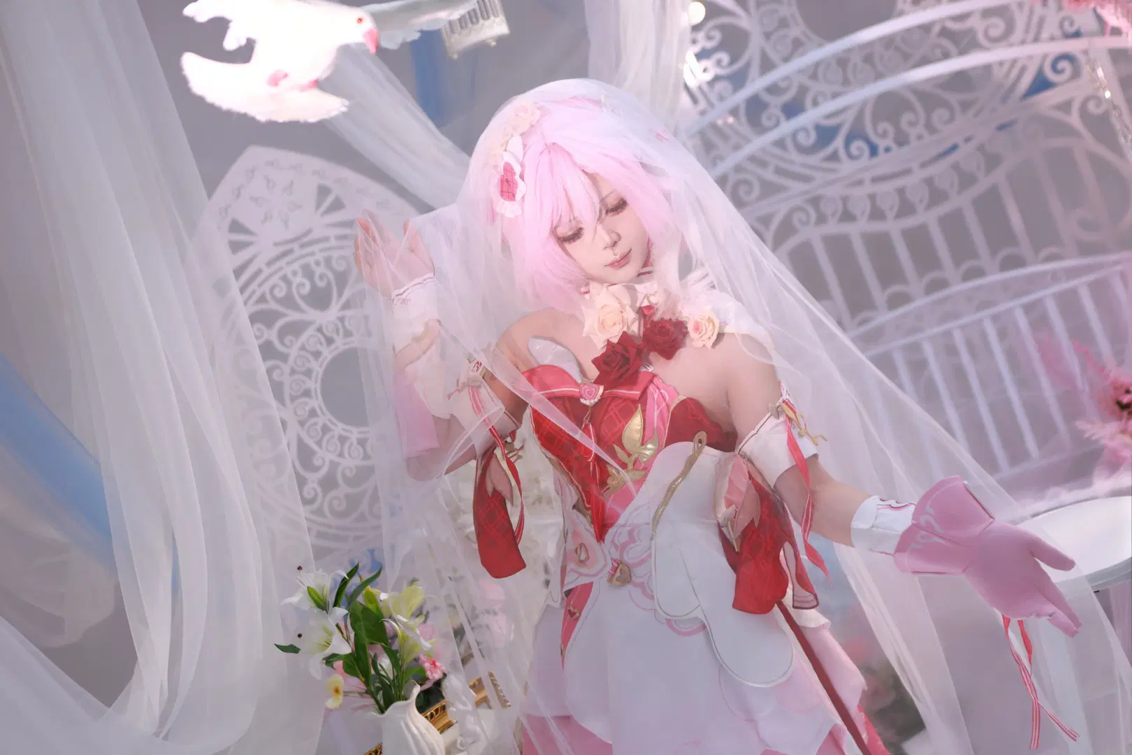 【愛莉希雅cos】崩壞三愛願妖精的粉白夢幻視覺 - 玖煵 - 第7張
