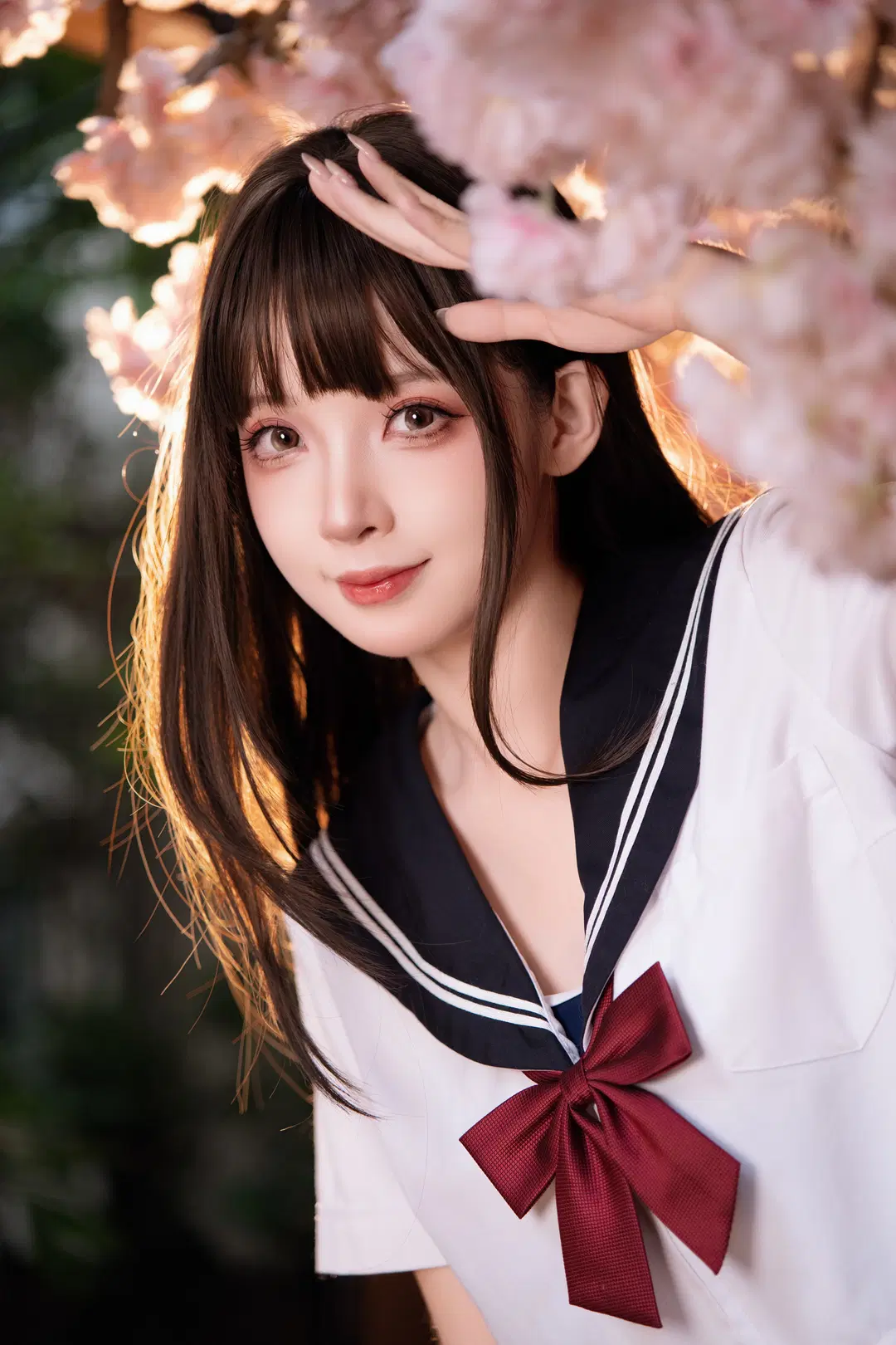 Catching the Tail End of Cherry Blossom Season: A Sailor Suit Swimwear Photoshoot in a Japanese Wooden House by 米三华（养成版） - Image 4