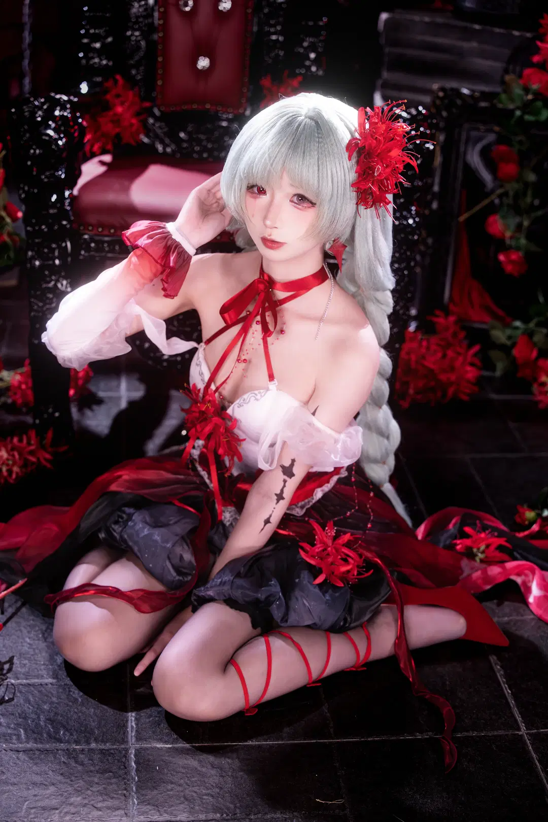 Wuthering Waves, Gothic style, Phrolova cosplay, Spider Lily, Stockings
