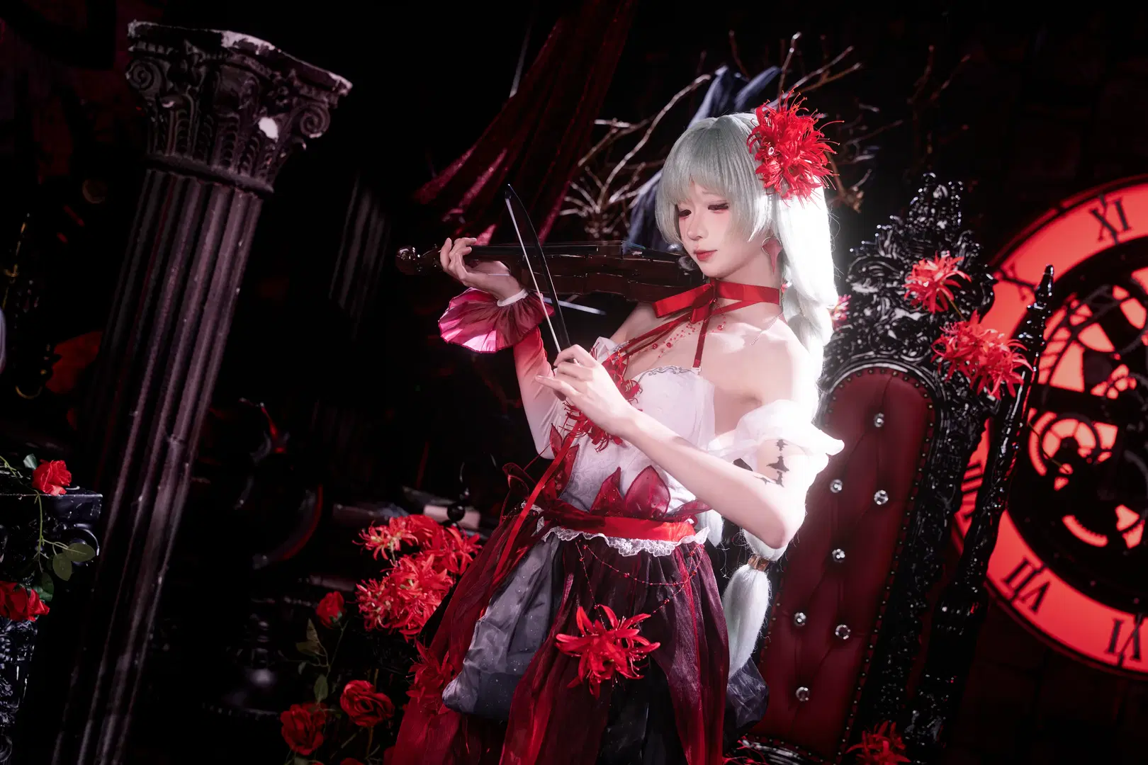 【弗洛洛cos】鸣潮哥特暗黑风，红黑交织的暗夜优雅 - 茶包 - 第6张