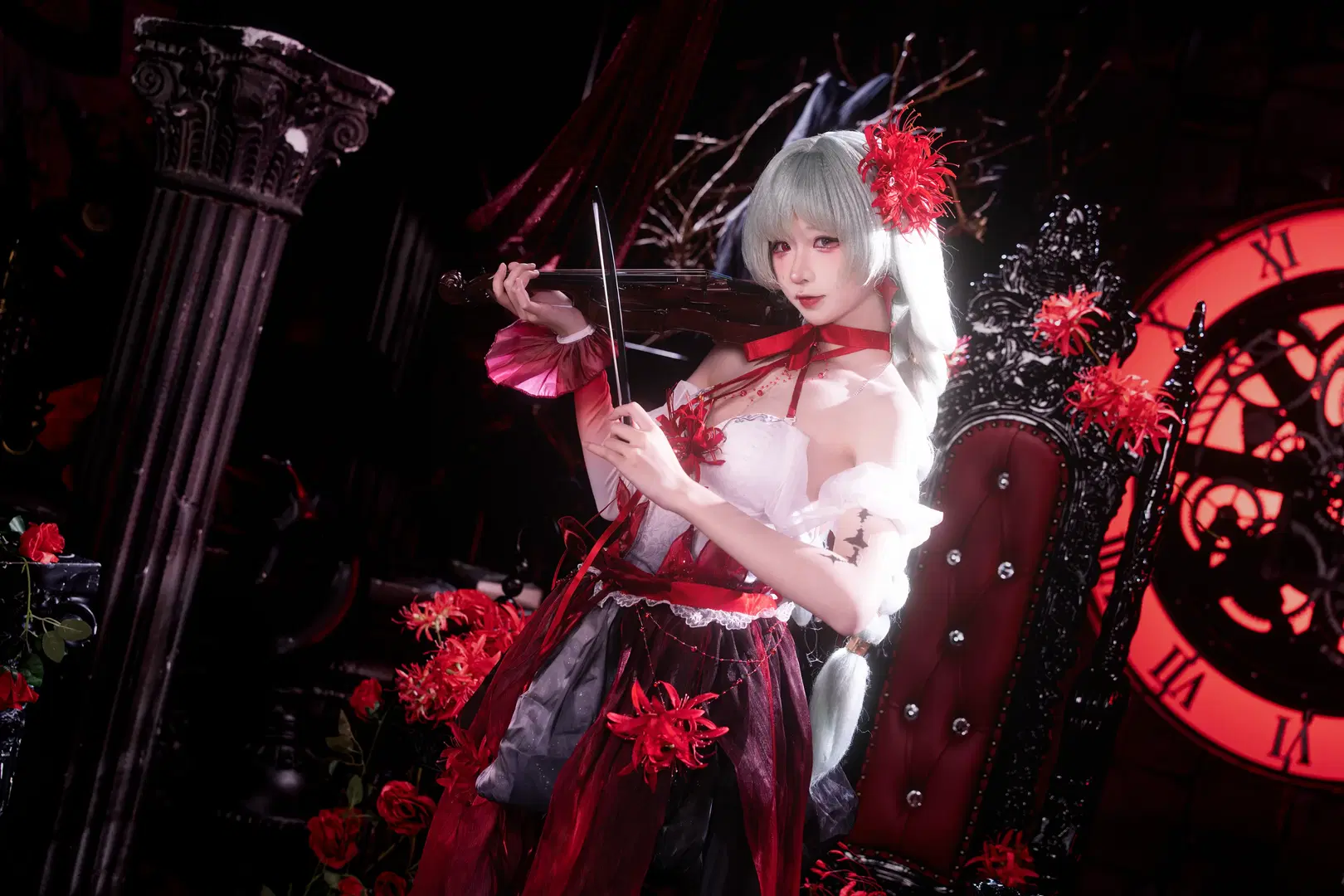 【弗洛洛cos】鸣潮哥特暗黑风，红黑交织的暗夜优雅 - 茶包 - 第7张