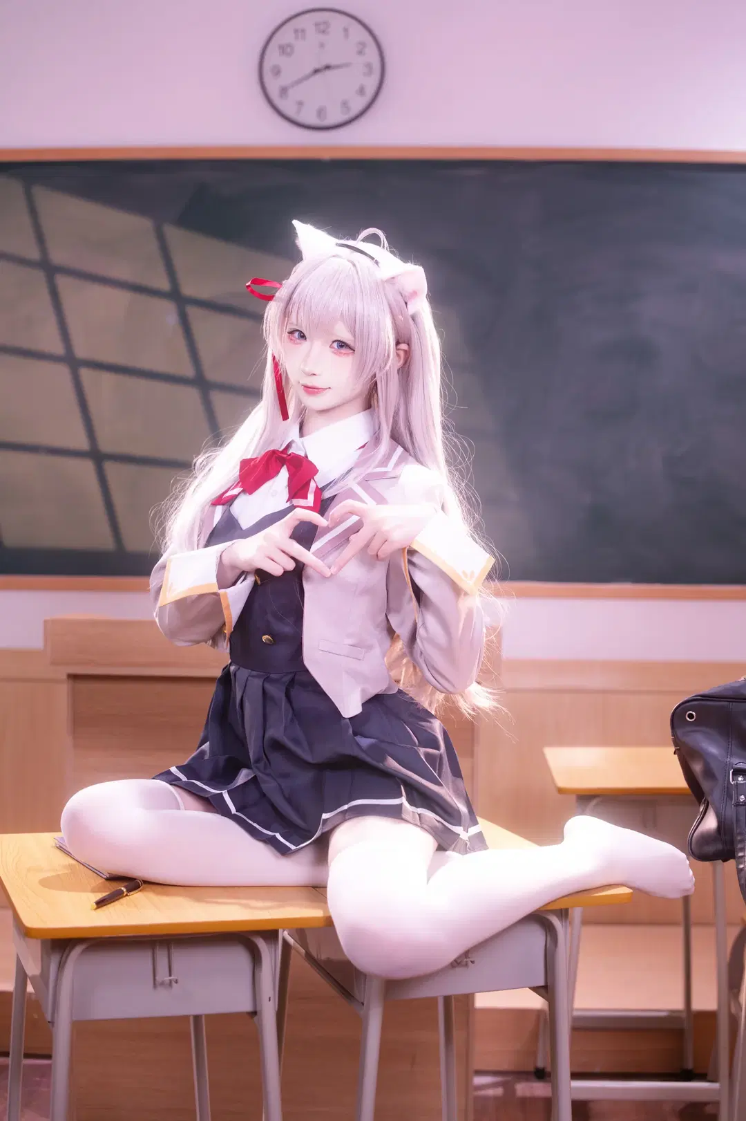 [Alya cosplay] Classroom Daily Life with Textured Uniform and Animal Ears by 咩噗茶 - Image 2