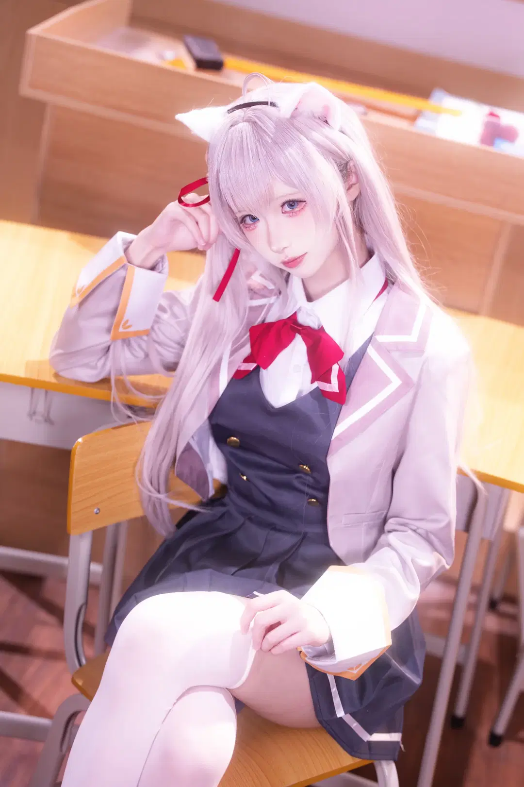 [Alya cosplay] Classroom Daily Life with Textured Uniform and Animal Ears by 咩噗茶 - Image 4
