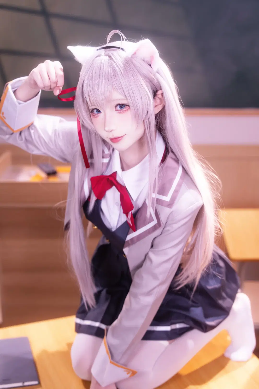 [Alya cosplay] Classroom Daily Life with Textured Uniform and Animal Ears by 咩噗茶 - Image 5