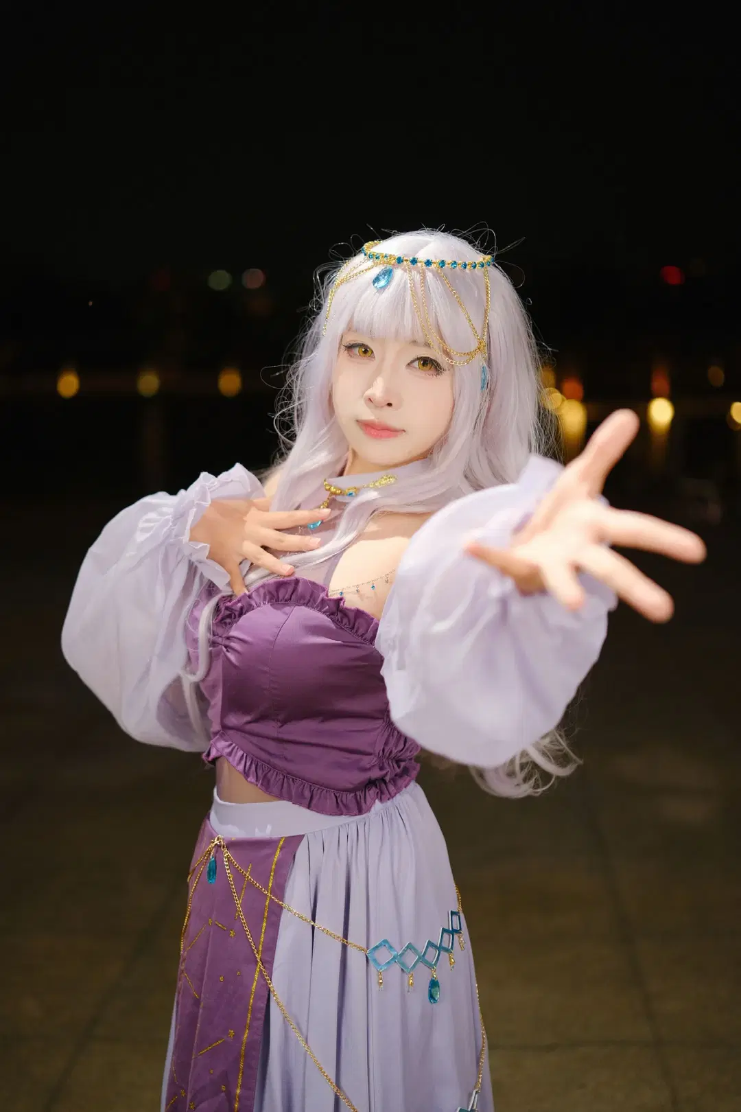 bangdream, 夜景人像, 凑友希那cos, Roselia, 奇幻风cos