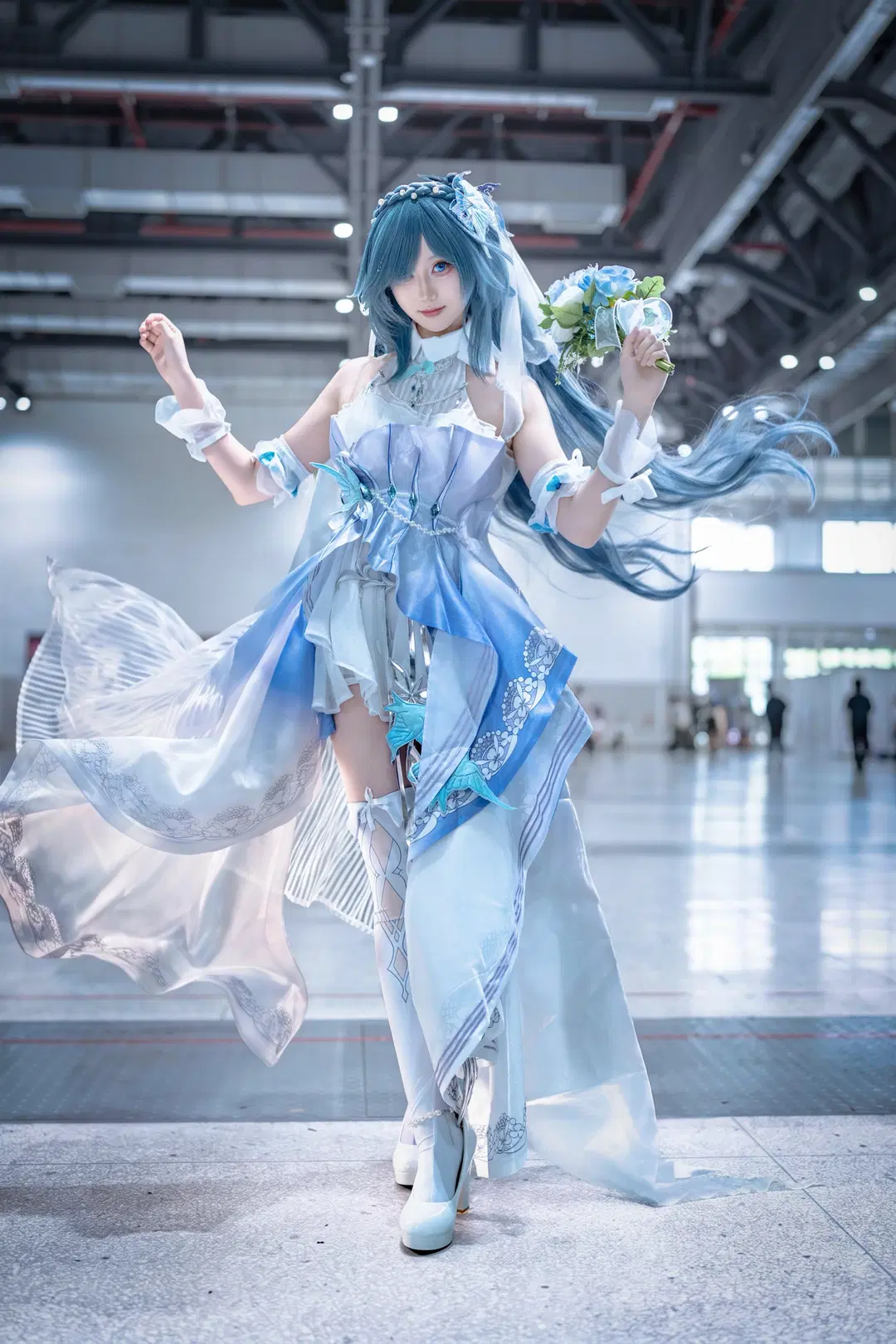 Honkai Impact 3rd, Convention photos, White stockings, Fu Hua cosplay, Azure Court