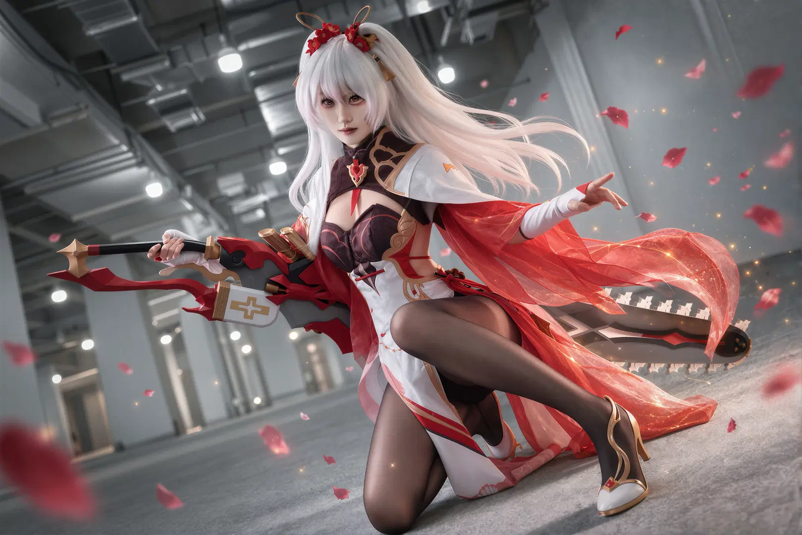 Honkai Impact 3rd, Black stockings, Lunar Vow, Theresa cosplay, Crimson Bloom, Fragrance Full
