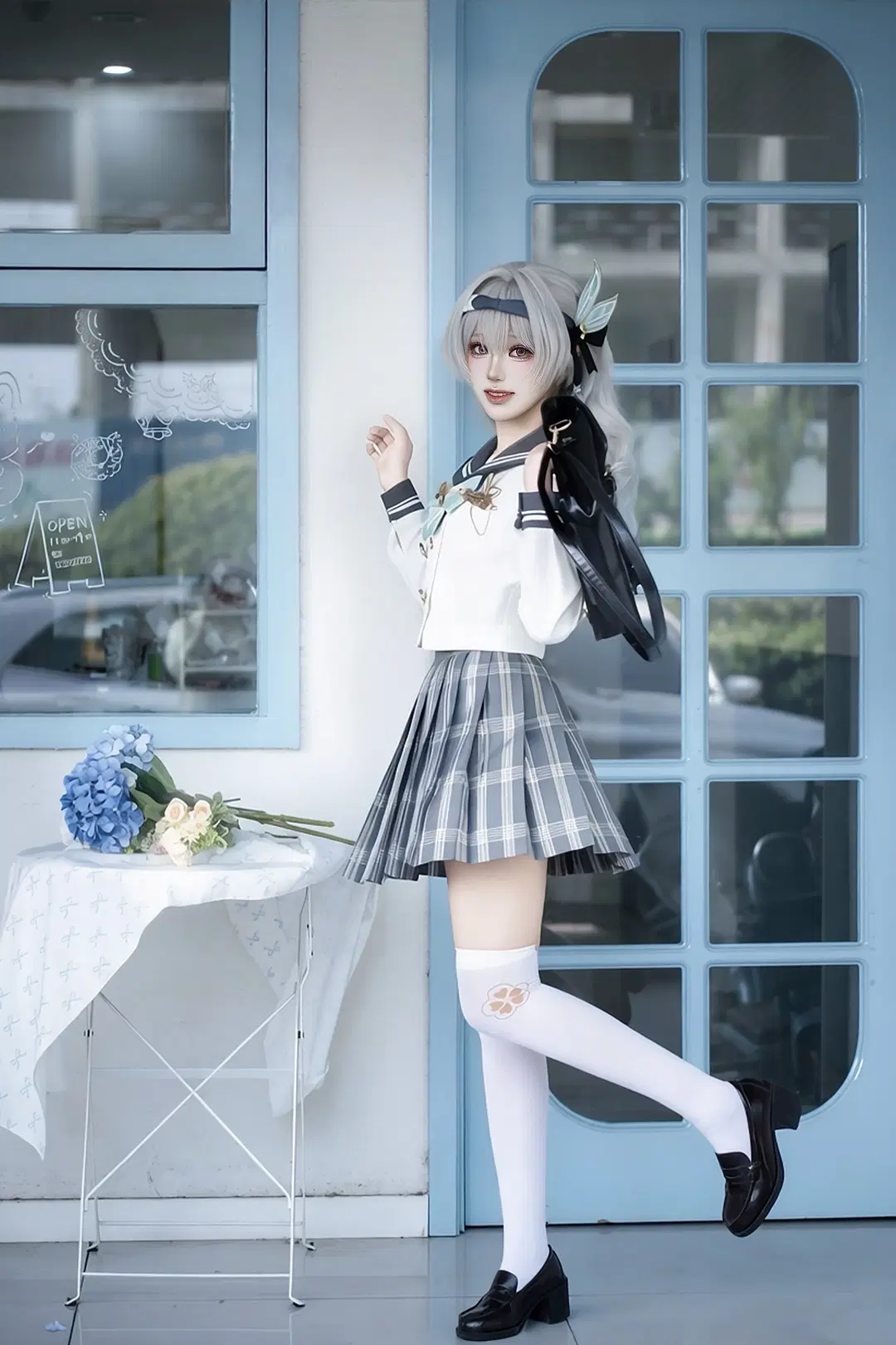 Honkai: Star Rail, Firefly cosplay, White stockings, JK uniform, Waiting for You