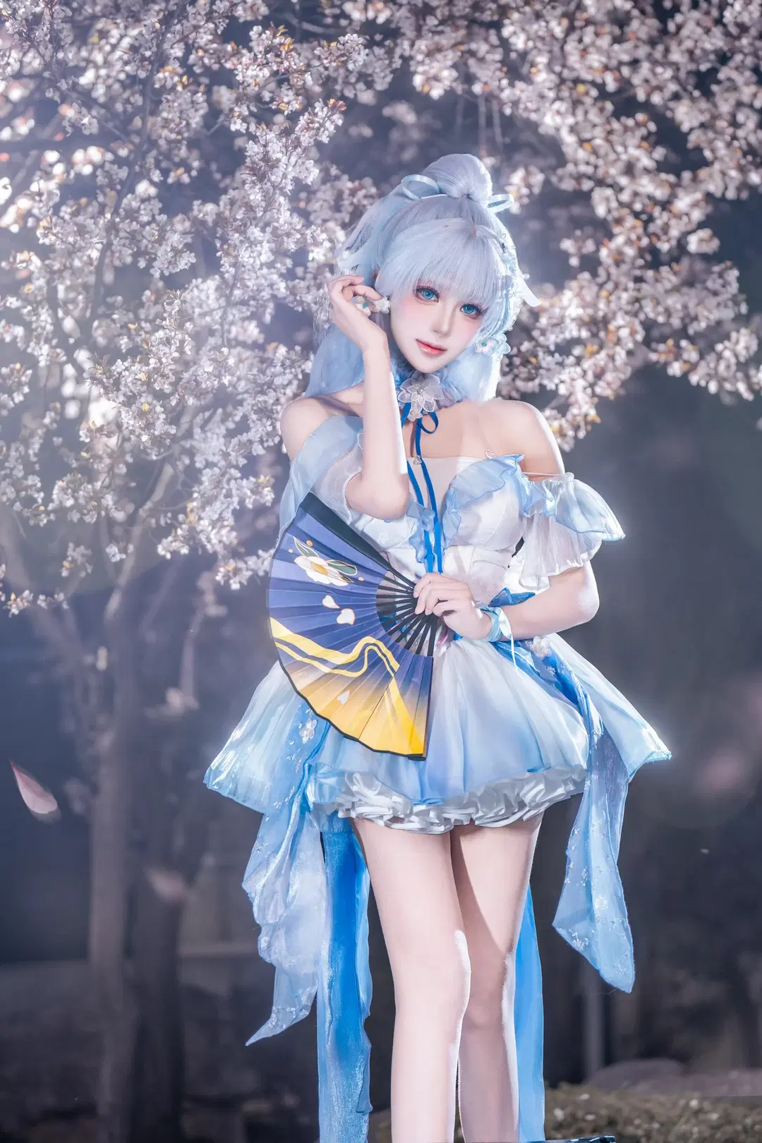 二次元, 原神, 神里绫华cos, 樱花写真, 折扇