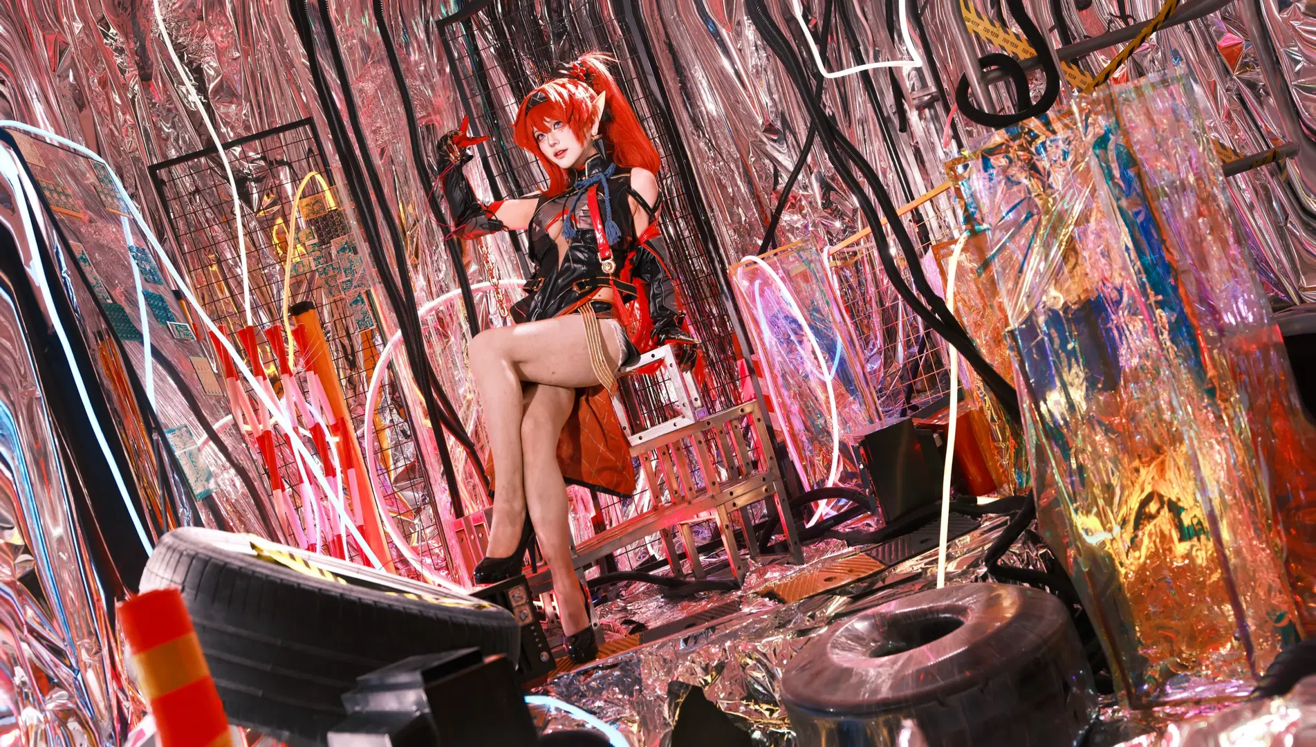 [Yinlin cosplay] Mysterious female secret agent beneath wasteland neon lights: waiting for you to walk into the web by 三鹿鹿鹿与新城 - Image 4